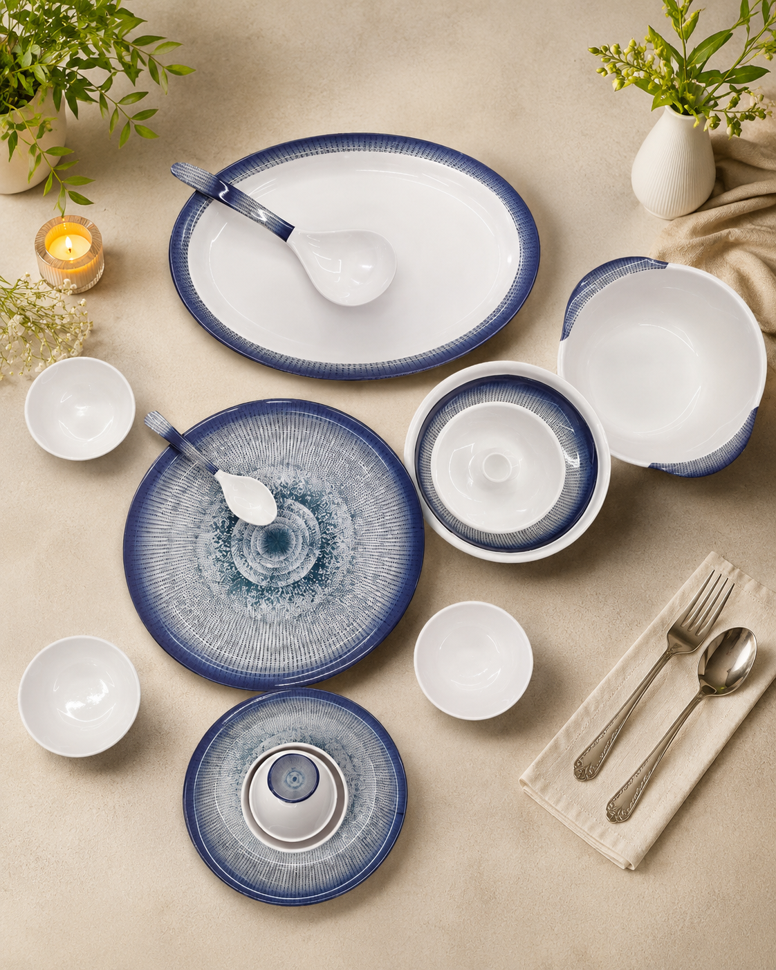 Nova Round Aster Series Dinner Sets (33 Piece)