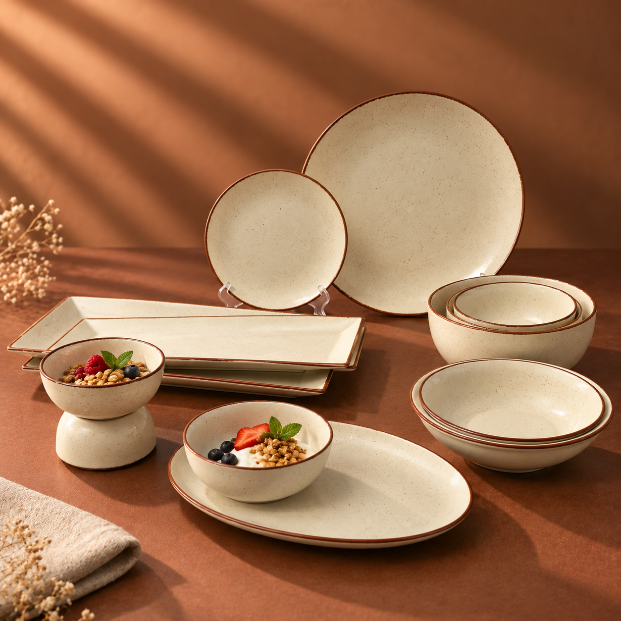 Speckle Terracotta Ceramic Bowl(Set of 4)