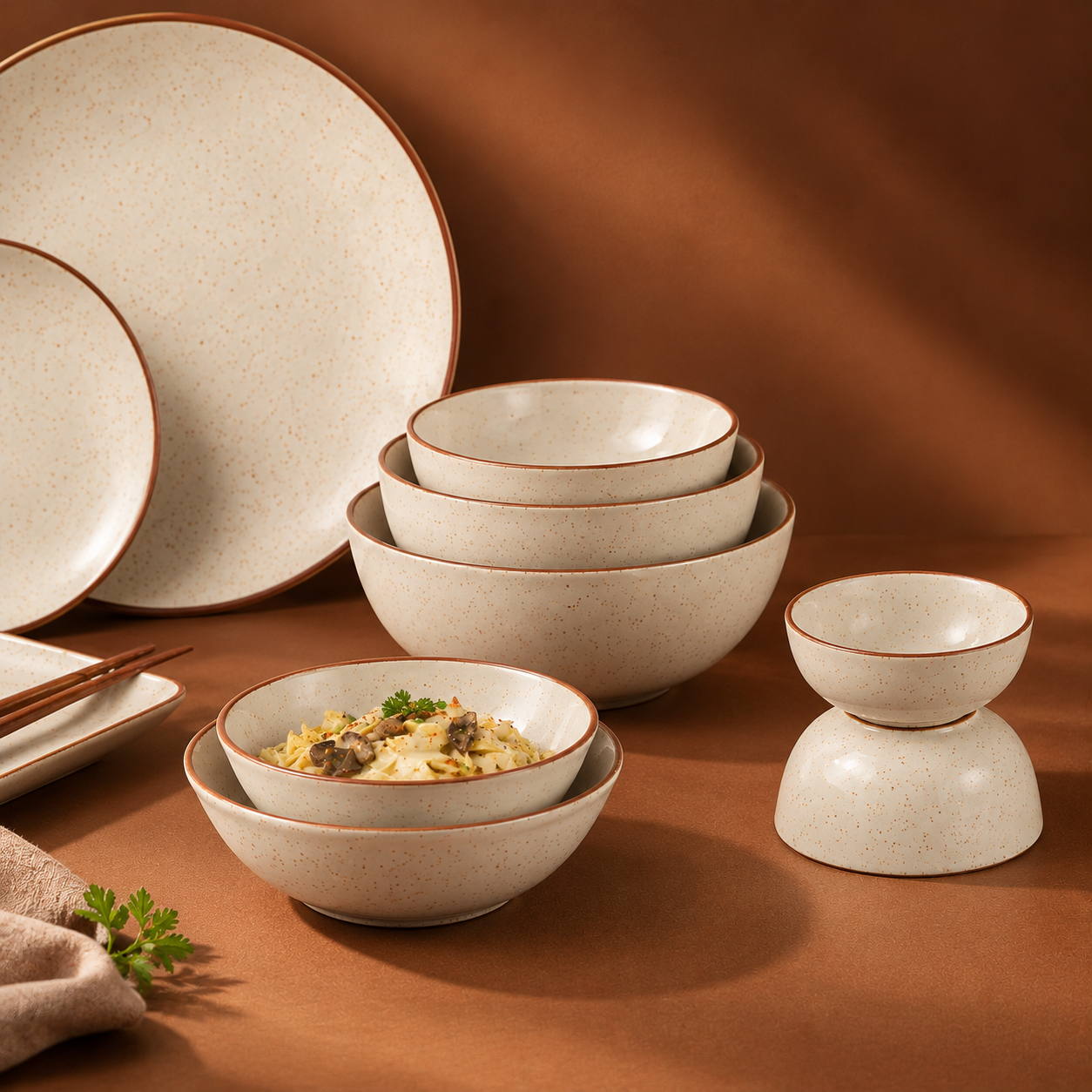Speckle Terracotta Ceramic Bowl(Set of 4)