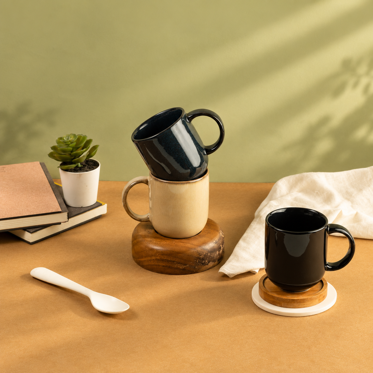 Coupe Glossy Porcelain Mugs(Set of 6)