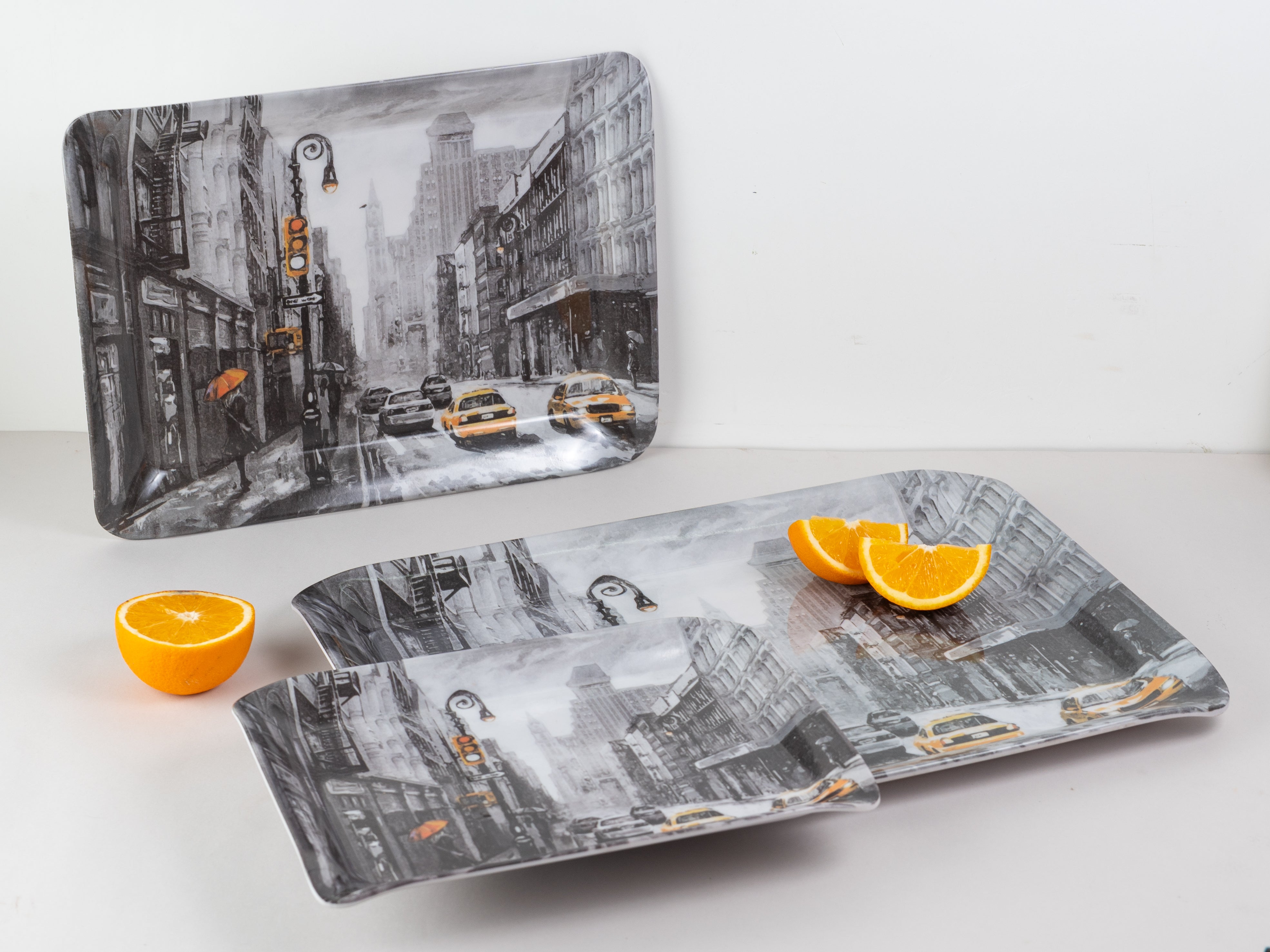 Metro Melamine Canvas Funky Tray(Set of 3)