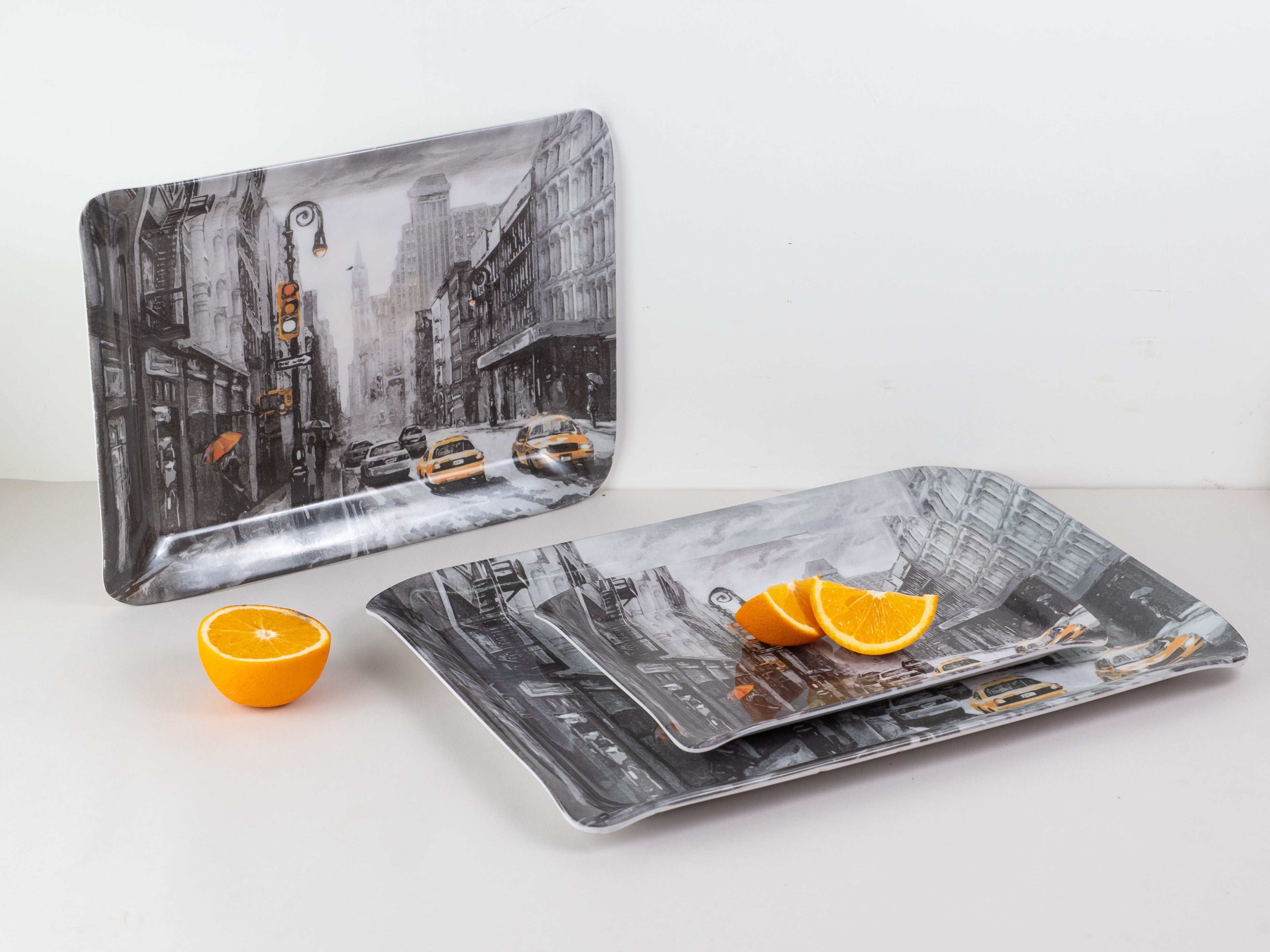 Metro Melamine Canvas Funky Tray(Set of 3)