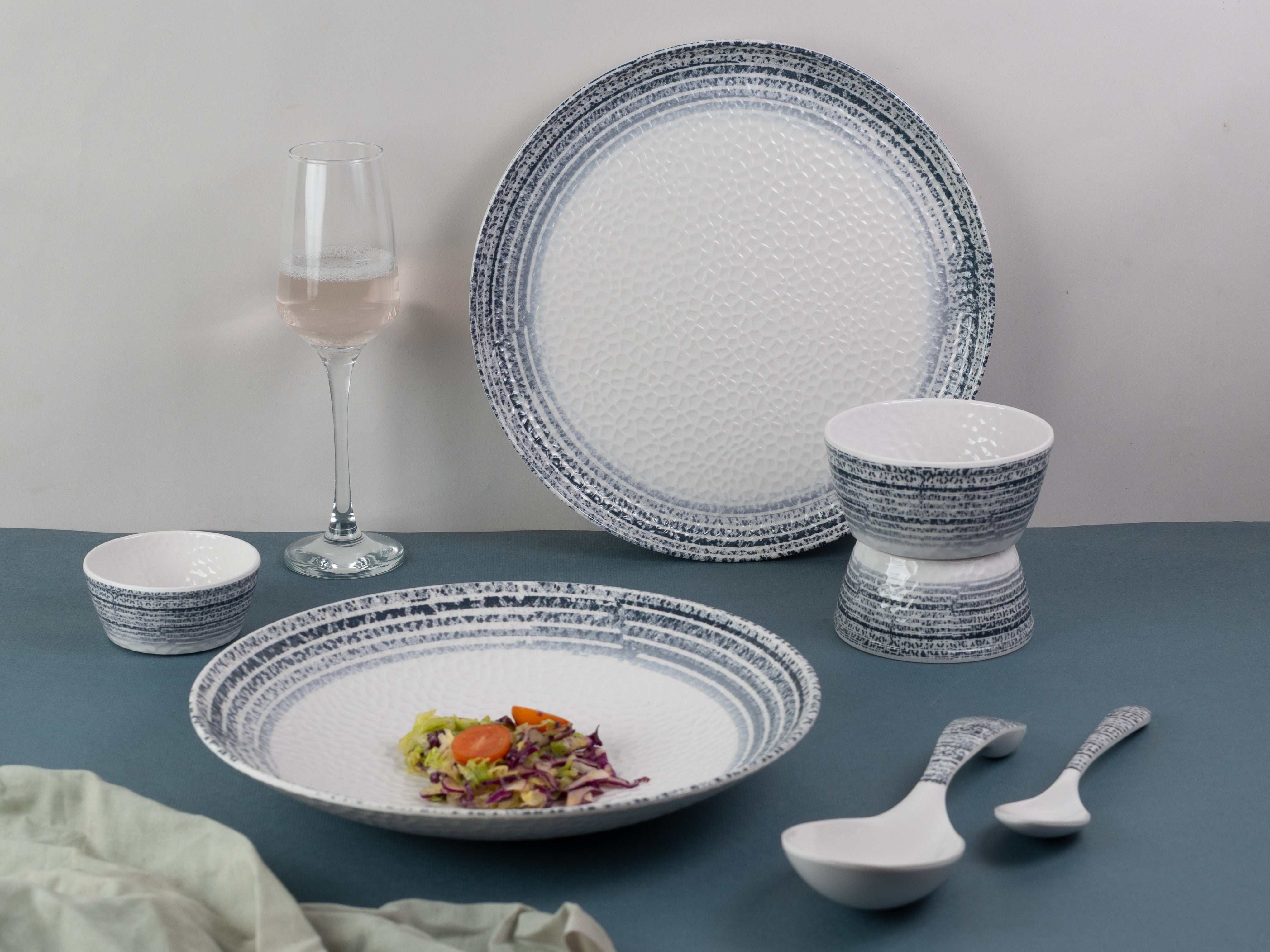 Denim Hammer Series Round Dinner Set(33 Piece)