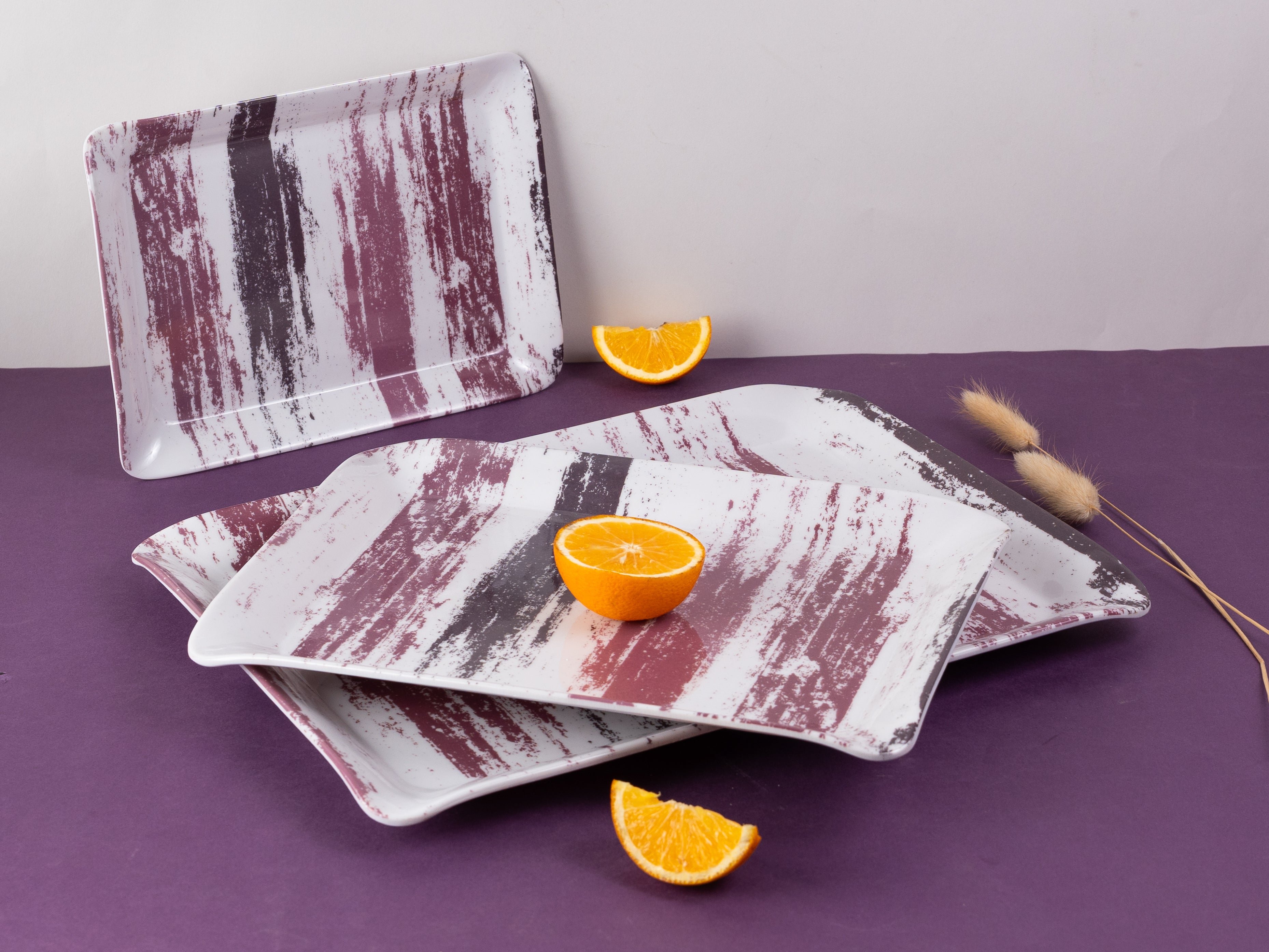 Strokes Melamine Canvas Funky Tray(Set of 3)