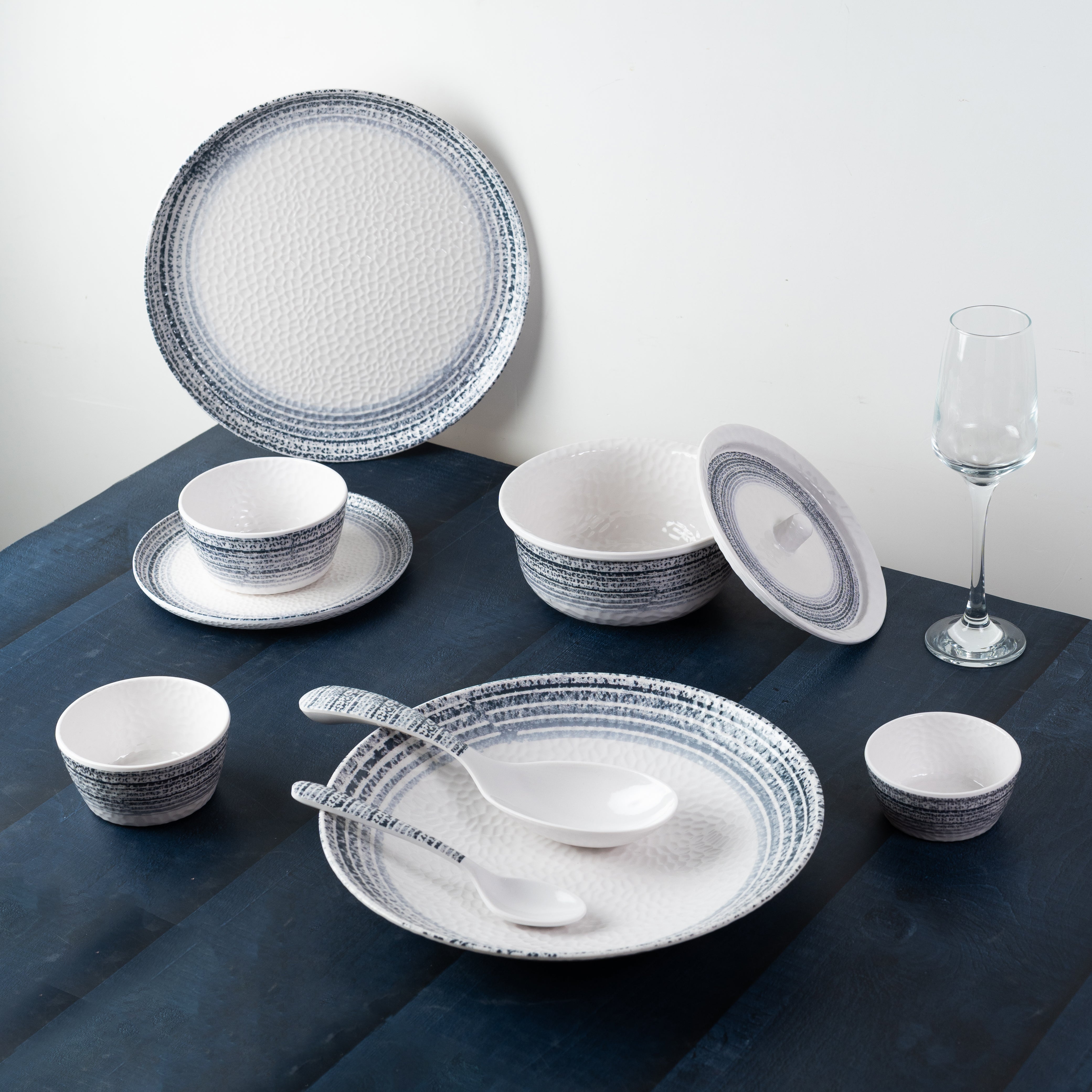 Denim Hammer Series Round Dinner Set(33 Piece)