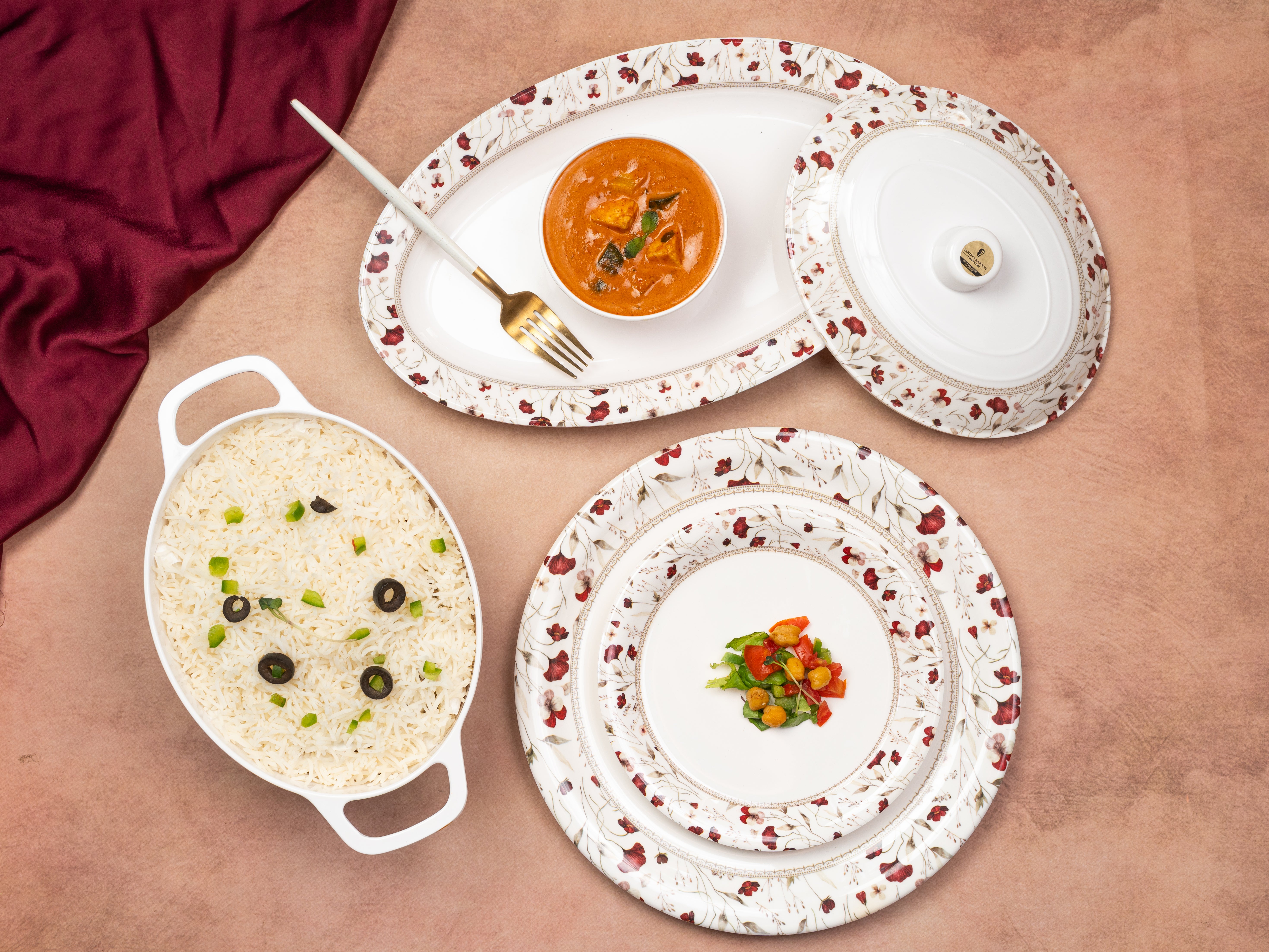 37 Piece Floral Classic Round Dinner Set