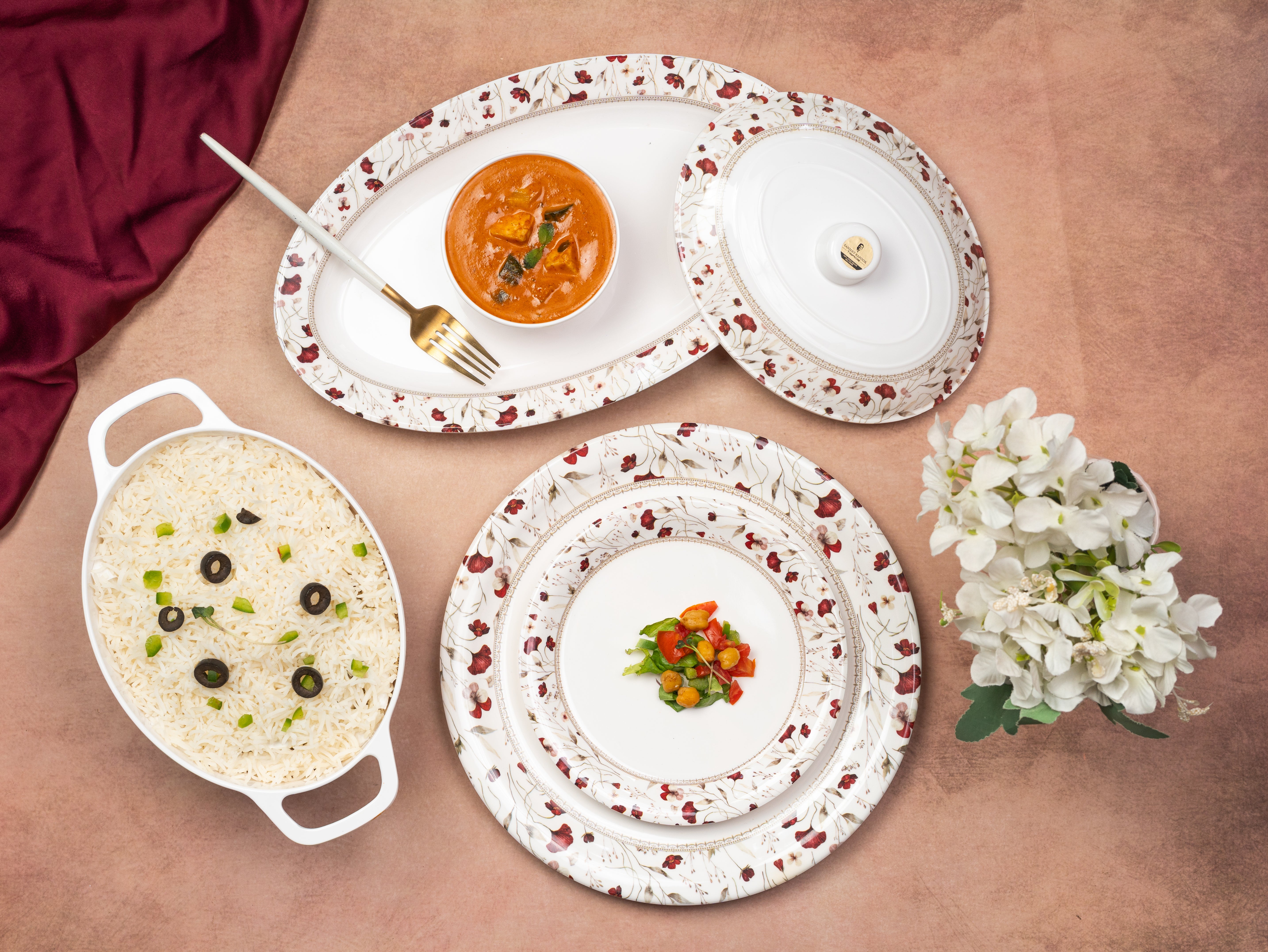 37 Piece Floral Classic Round Dinner Set