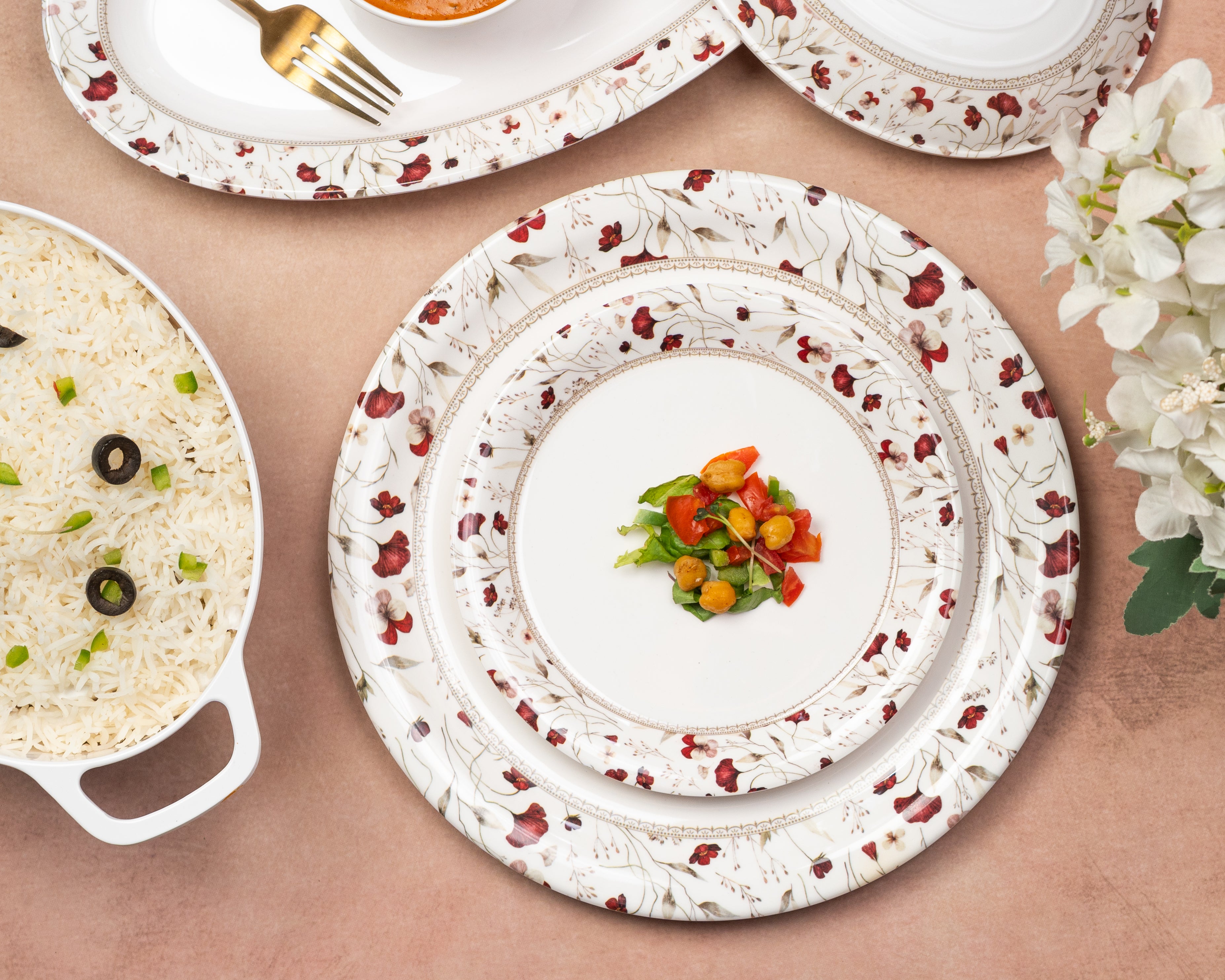 37 Piece Floral Classic Round Dinner Set