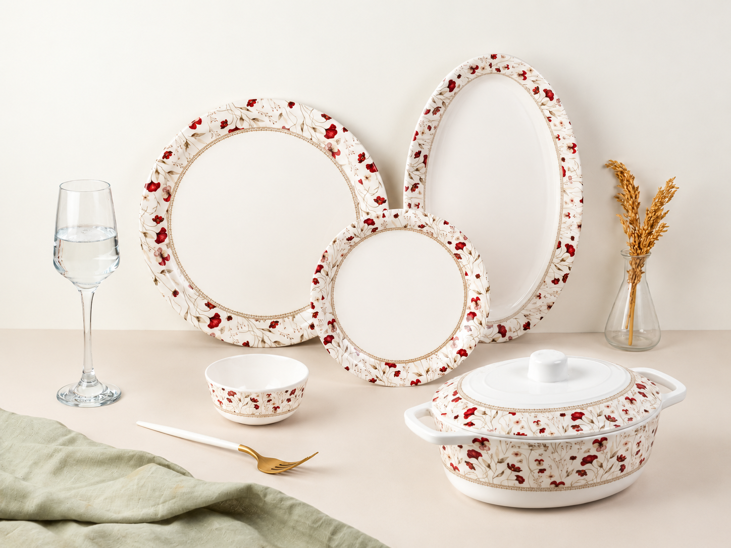 37 Piece Floral Classic Round Dinner Set