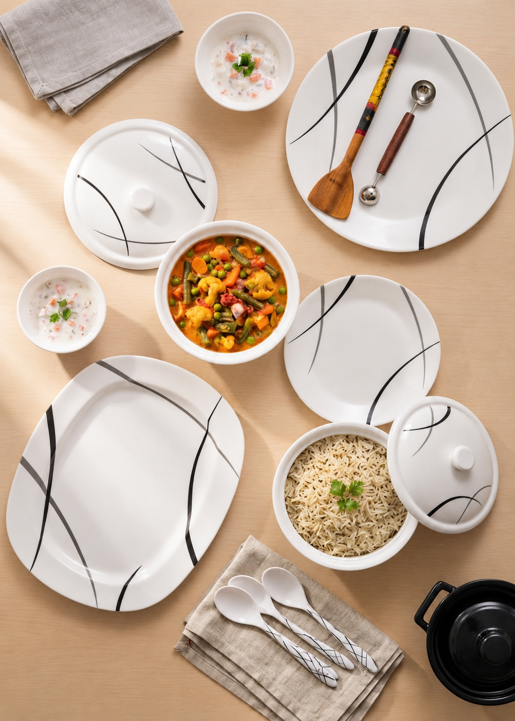 Strokes Smart Series Round Dinner Set (32 Piece)