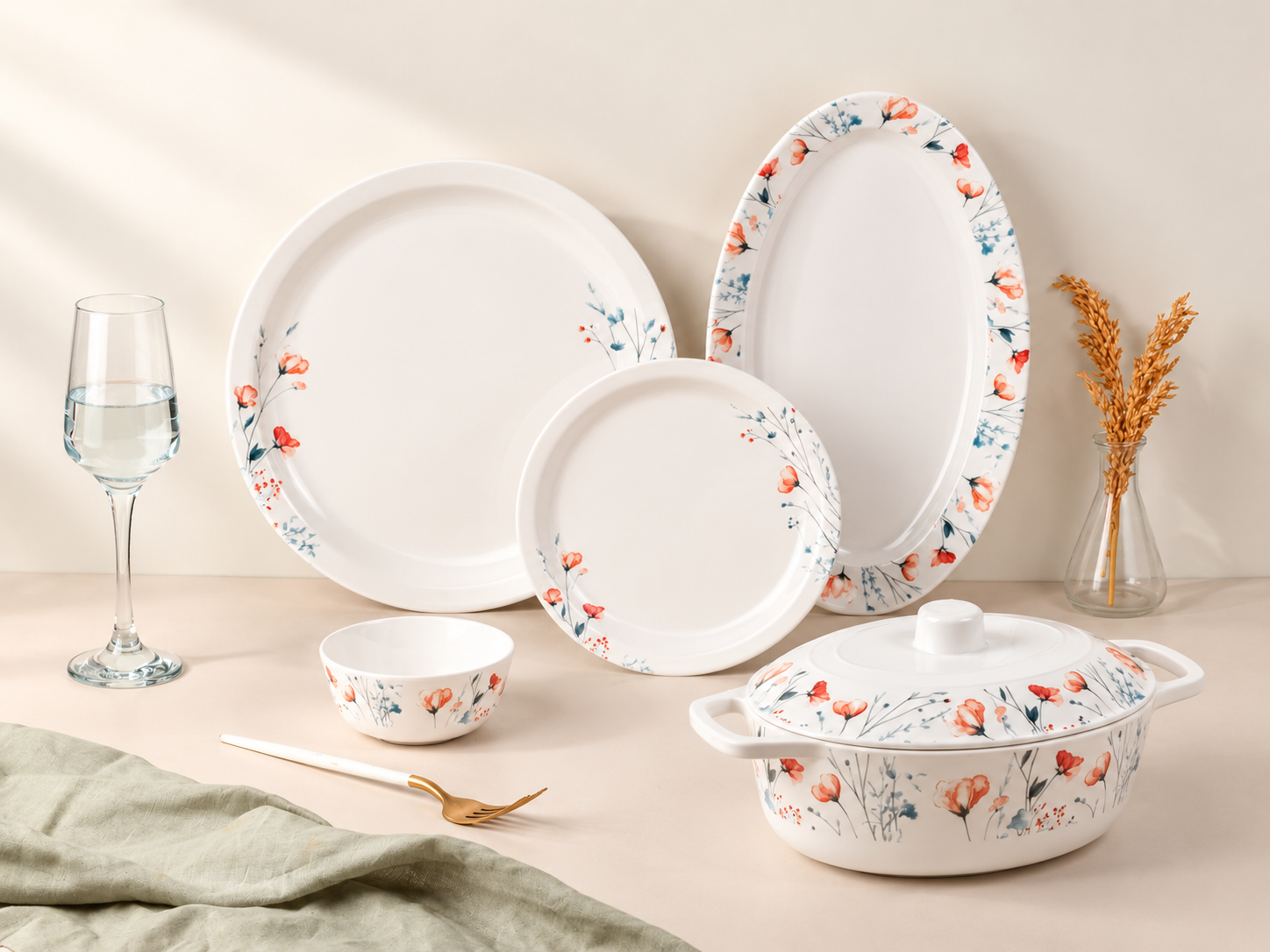 37 Piece Whisper Floral Classic Round Dinner Set