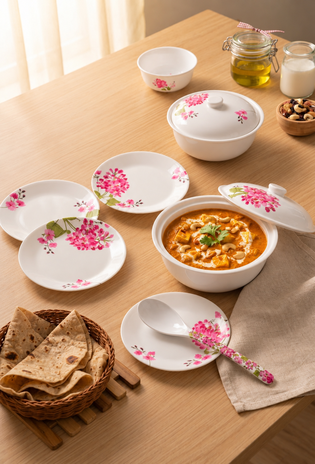 Pink Blossom Smart Series Round Dinner Set(32 Piece)