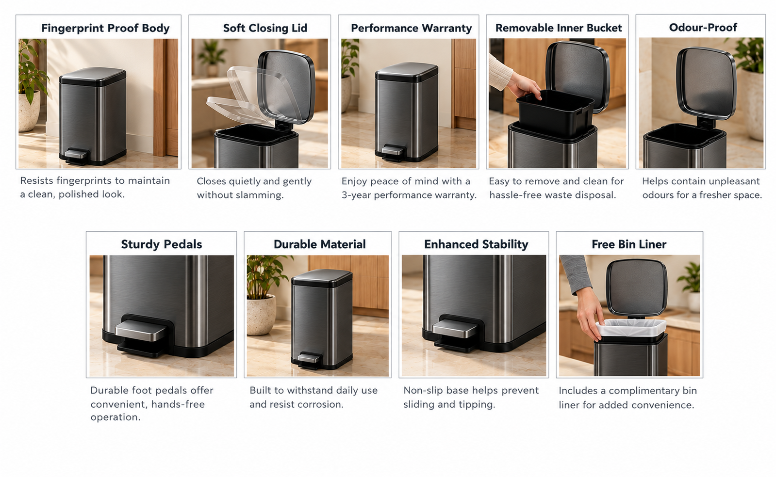 Rome Step Rectangular Pedal Bin