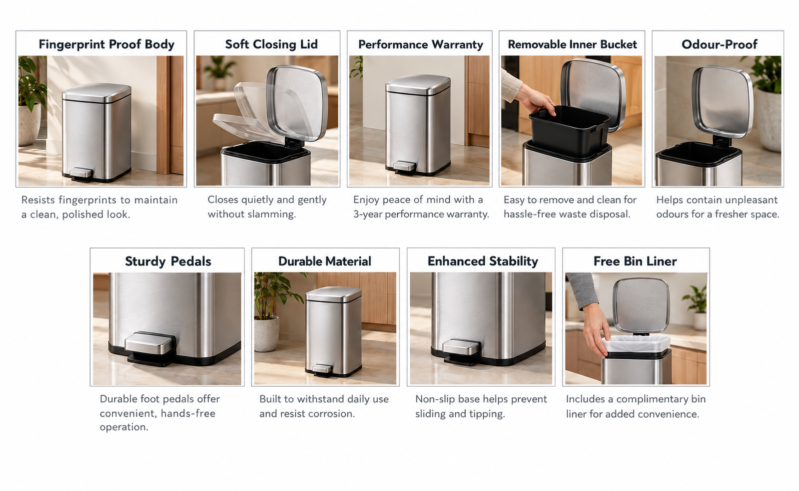 Venice Step Square Pedal Bin