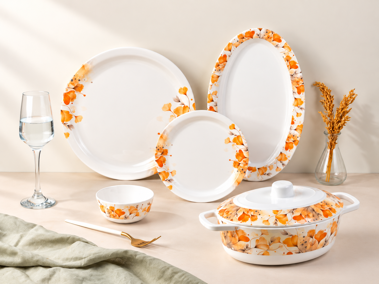 37 Piece Amber Classic Round Dinner Set