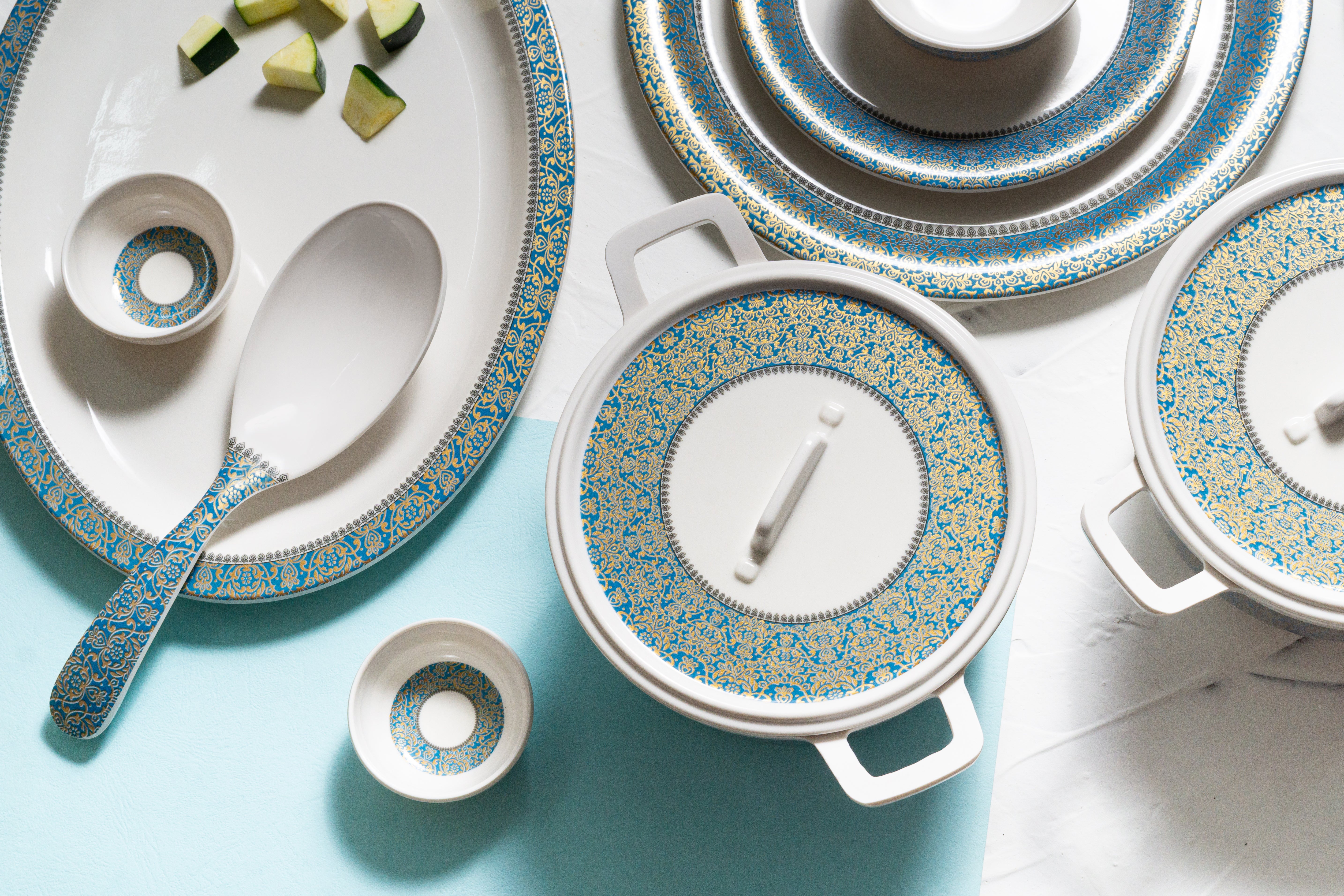 Falak Ethnic Series Round Dinner Set(33 Piece)
