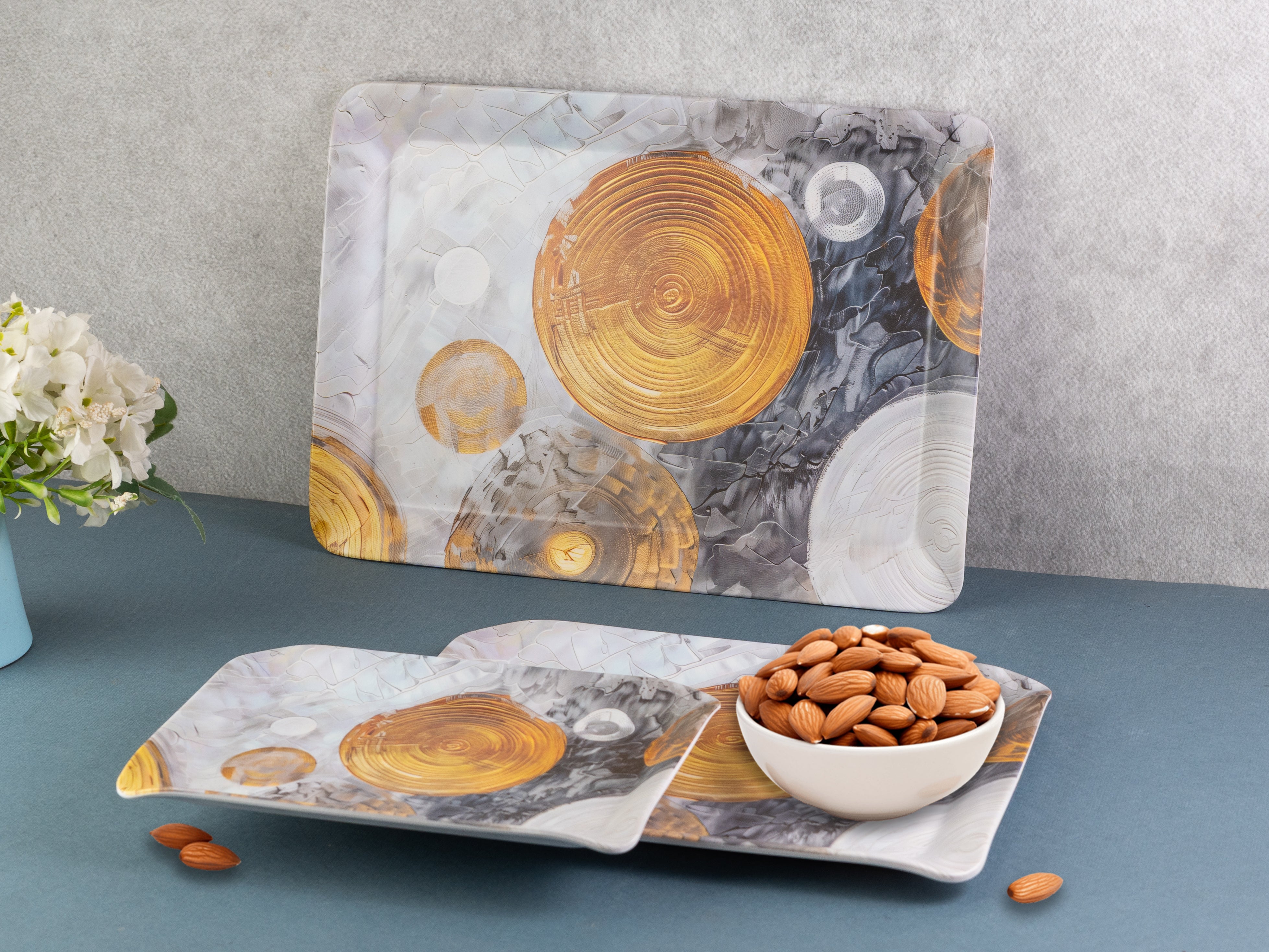 Retro Canvas Matte Melamine Tray (Set of 3)