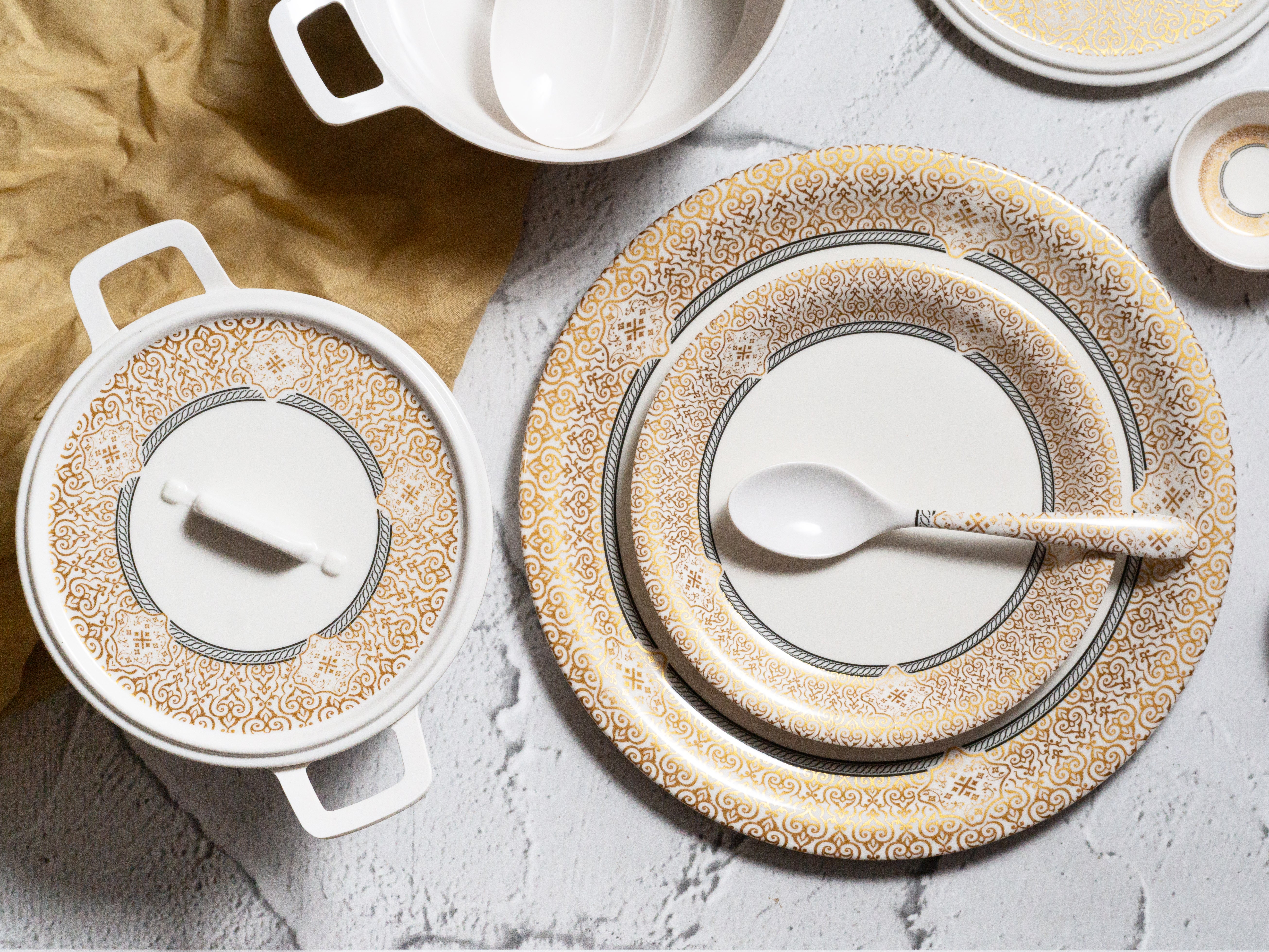 Dawat Ethnic Series Round Dinner Set(33 Piece)