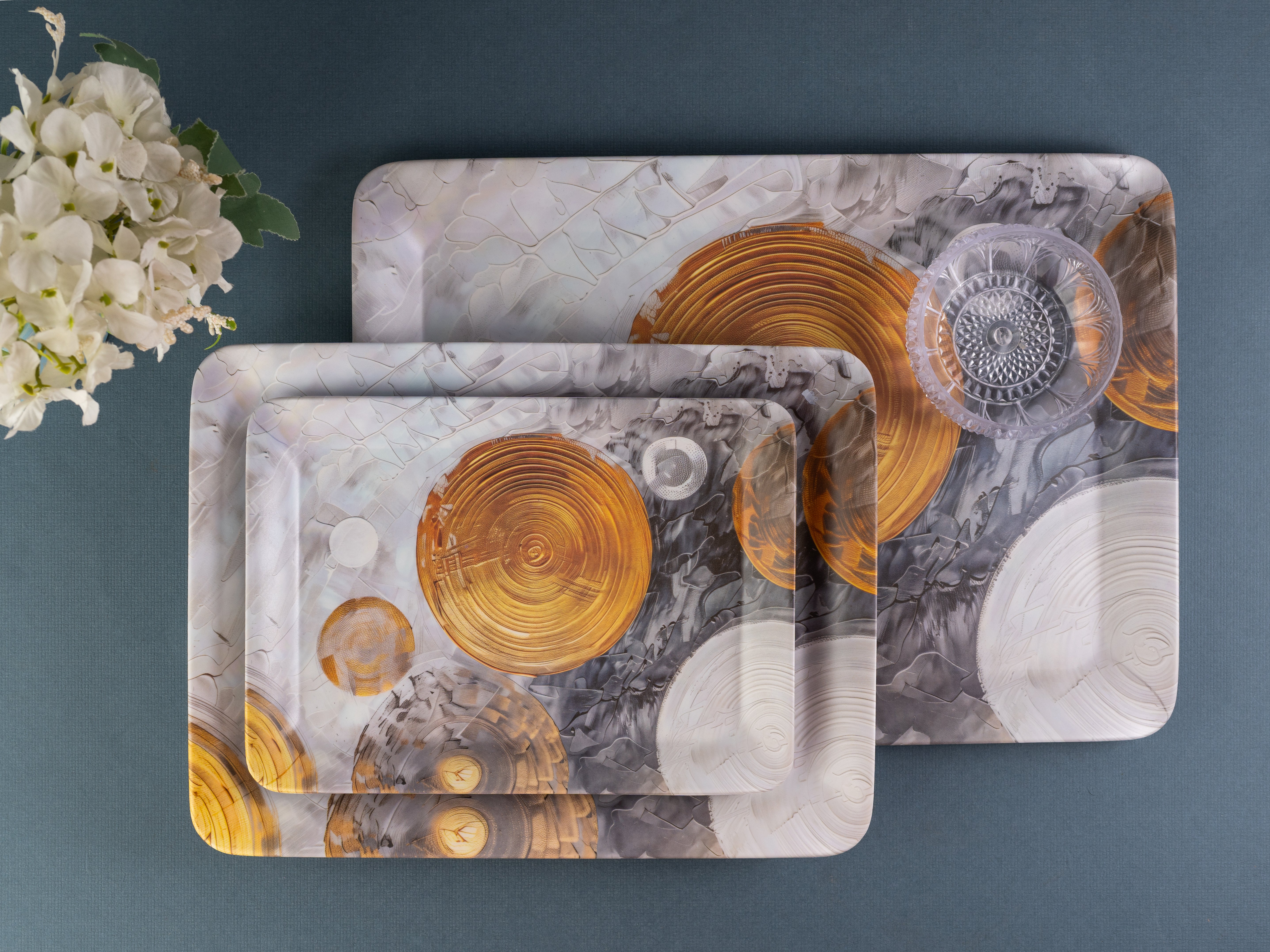 Retro Canvas Matte Melamine Tray (Set of 3)