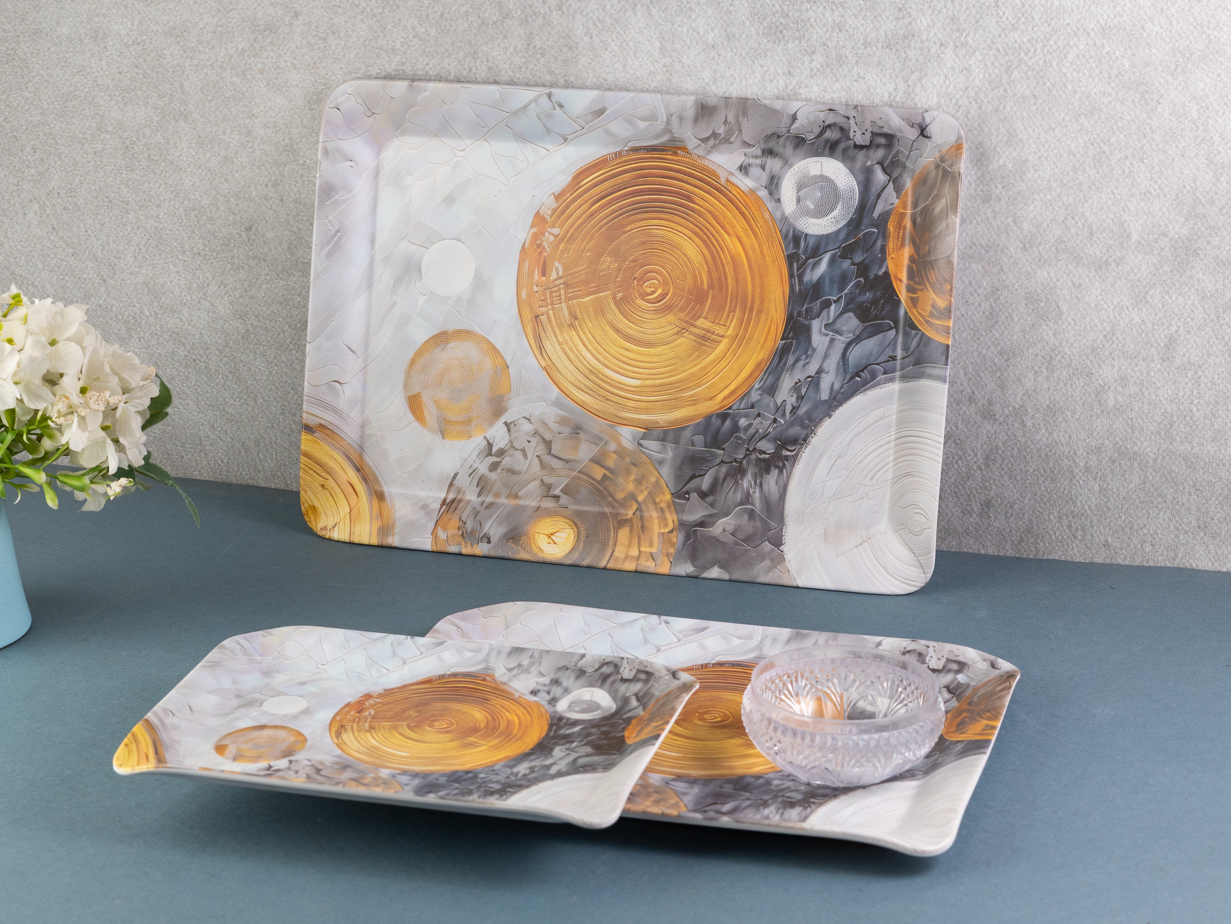 Retro Canvas Matte Melamine Tray (Set of 3)