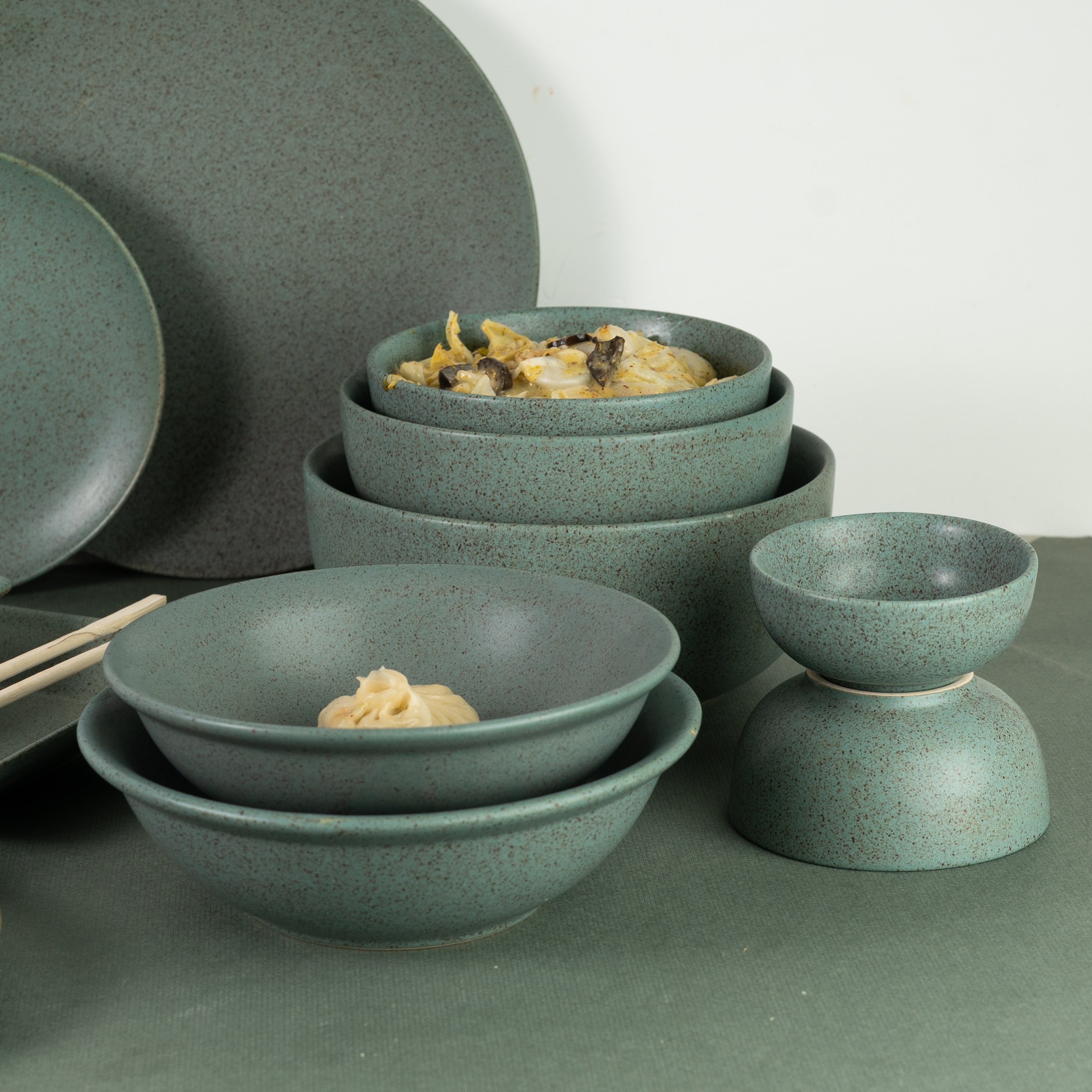 Moss Green Ceramic Bowl(Set of 4)