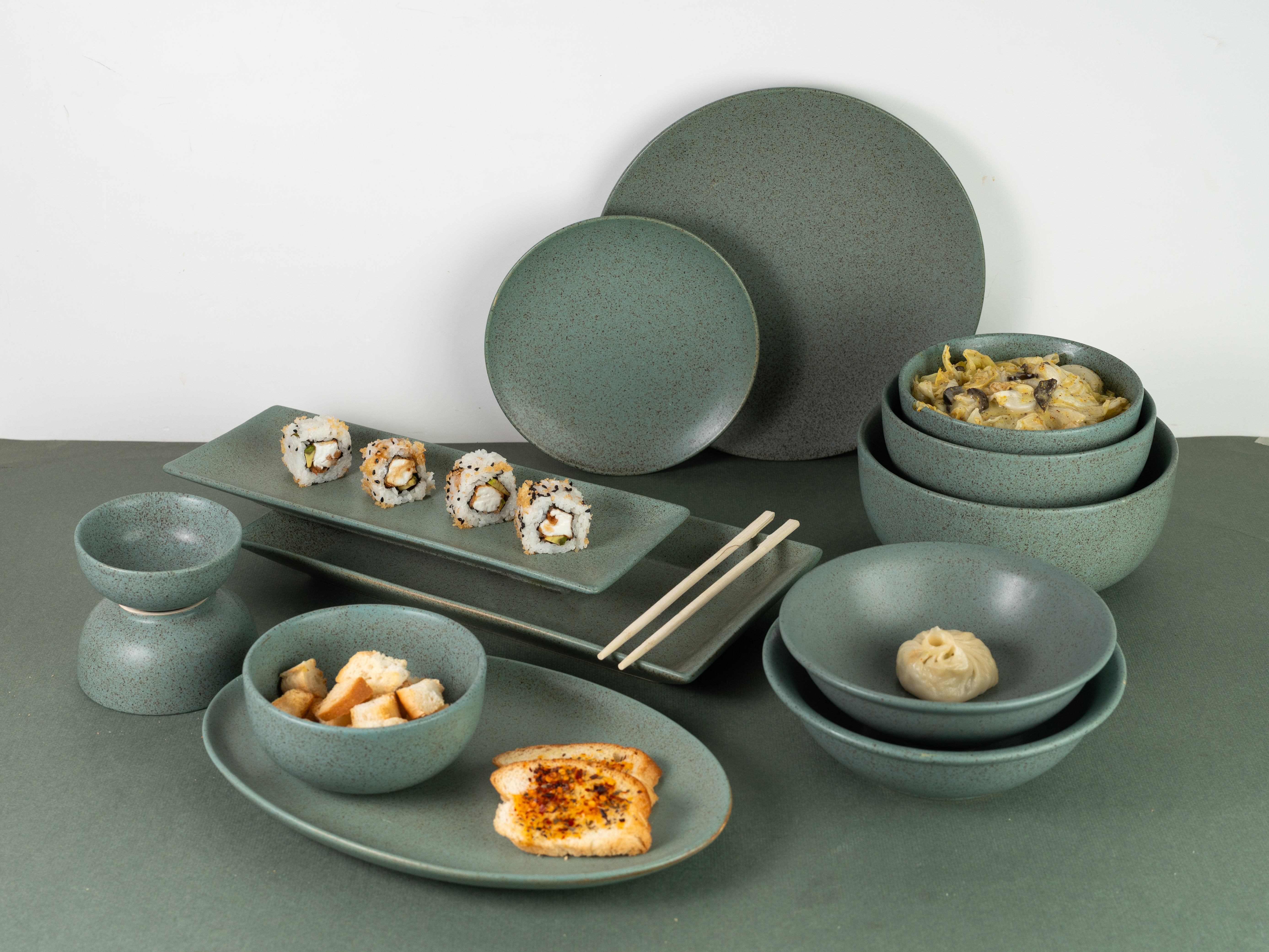 Moss Green Ceramic Bowl(Set of 4)