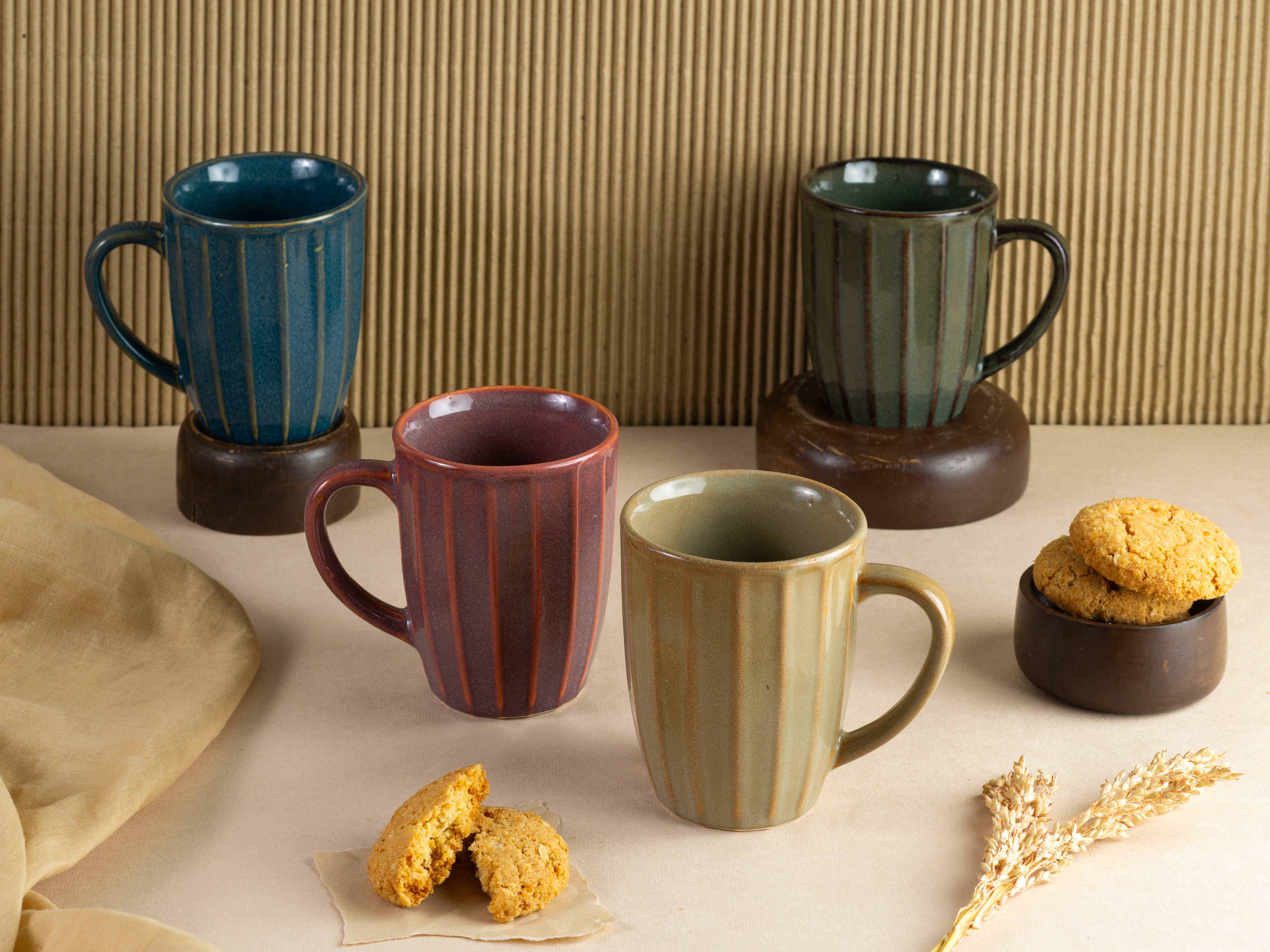 Dynasty Ceramic Fluted Mugs