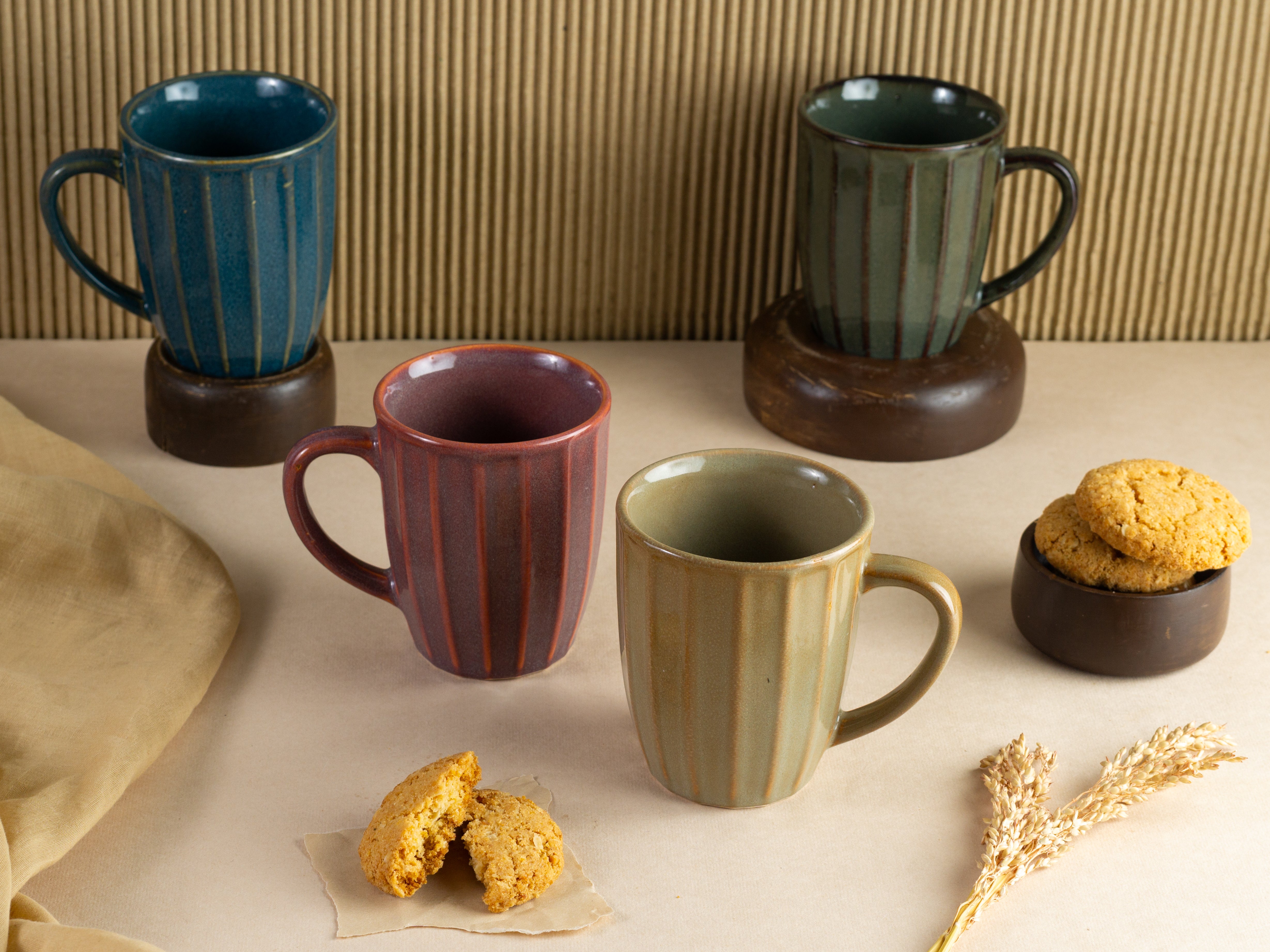Dynasty Ceramic Fluted Mugs