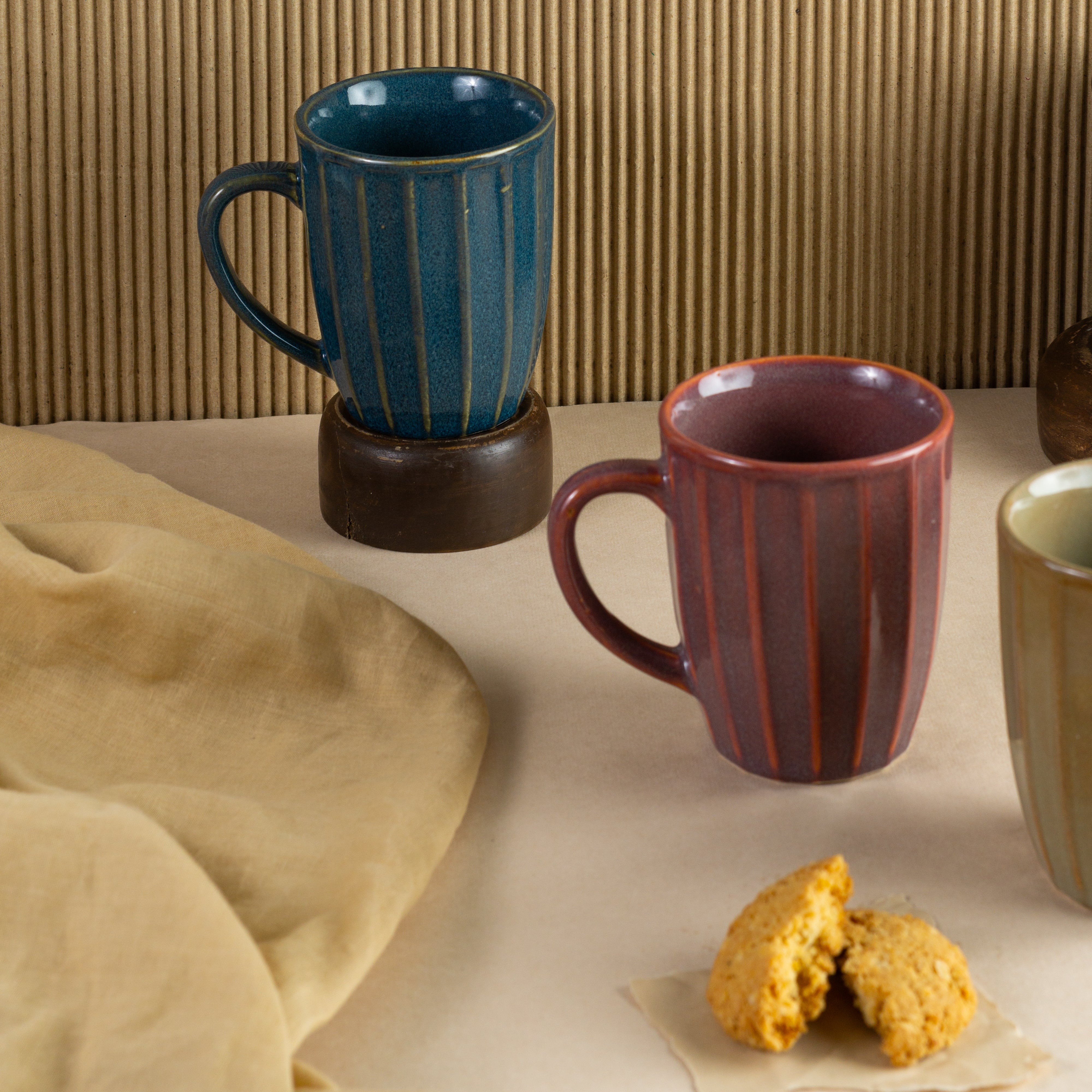 Dynasty Ceramic Fluted Mugs