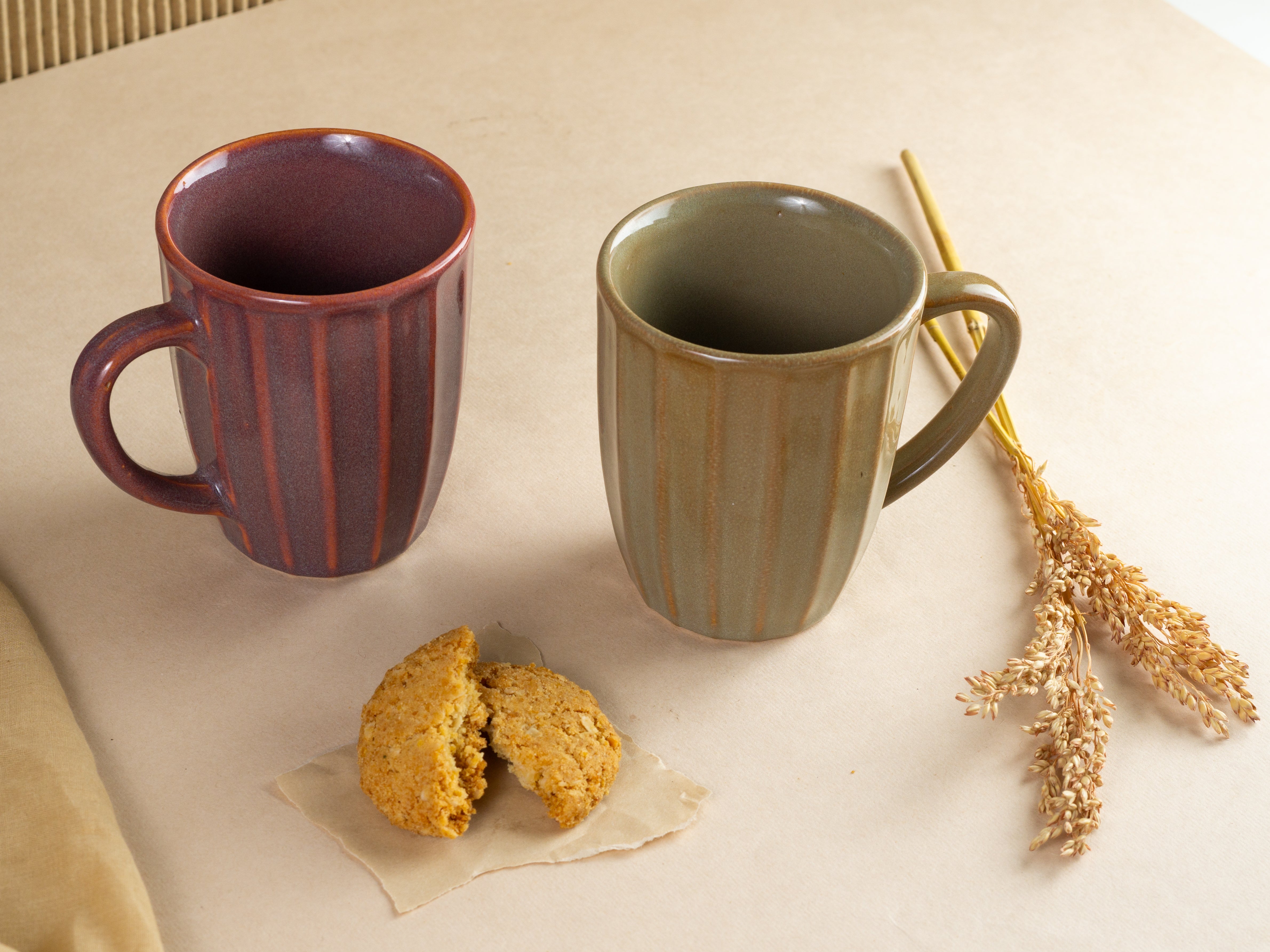 Dynasty Ceramic Fluted Mugs