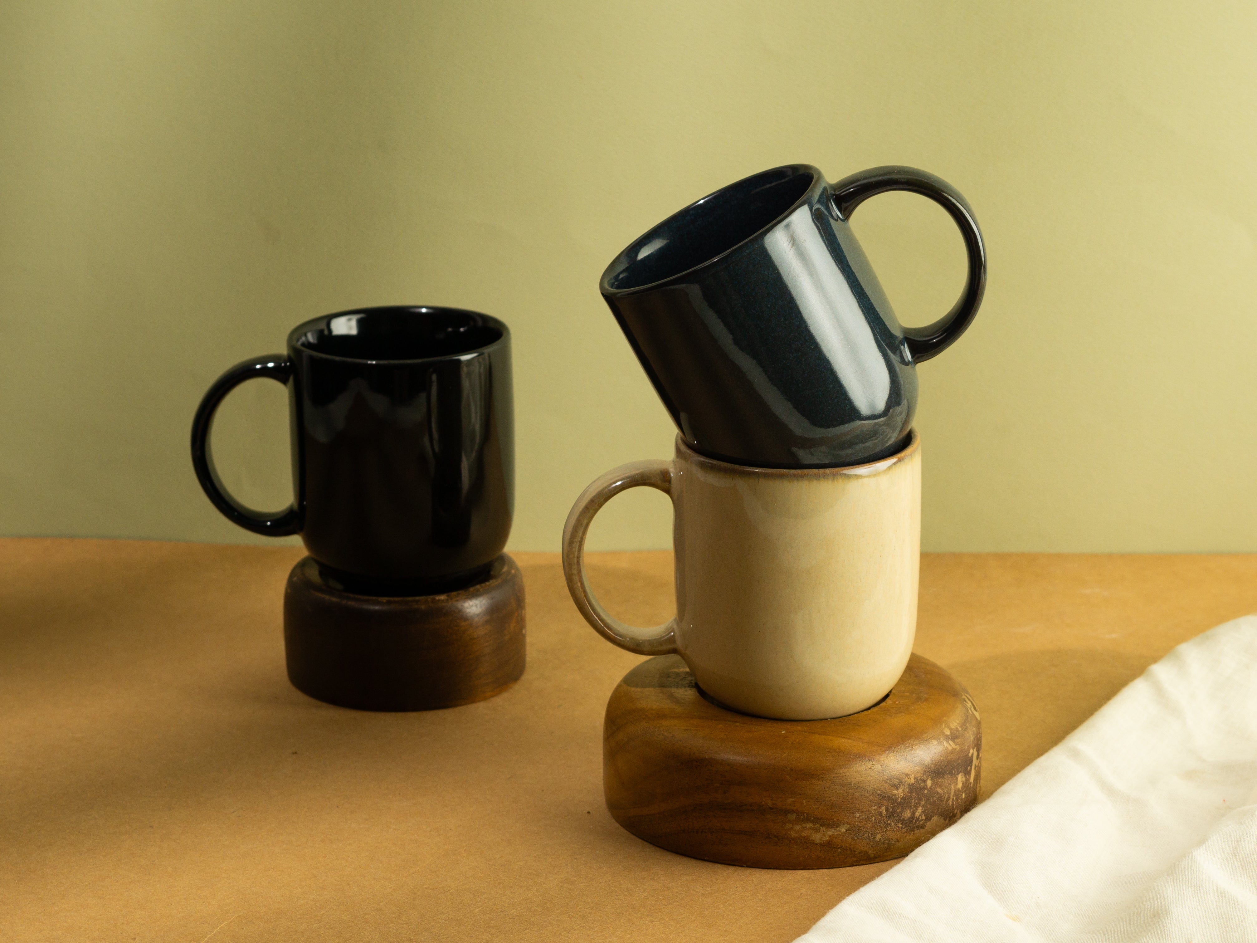 Coupe Glossy Porcelain Mugs(Set of 6)