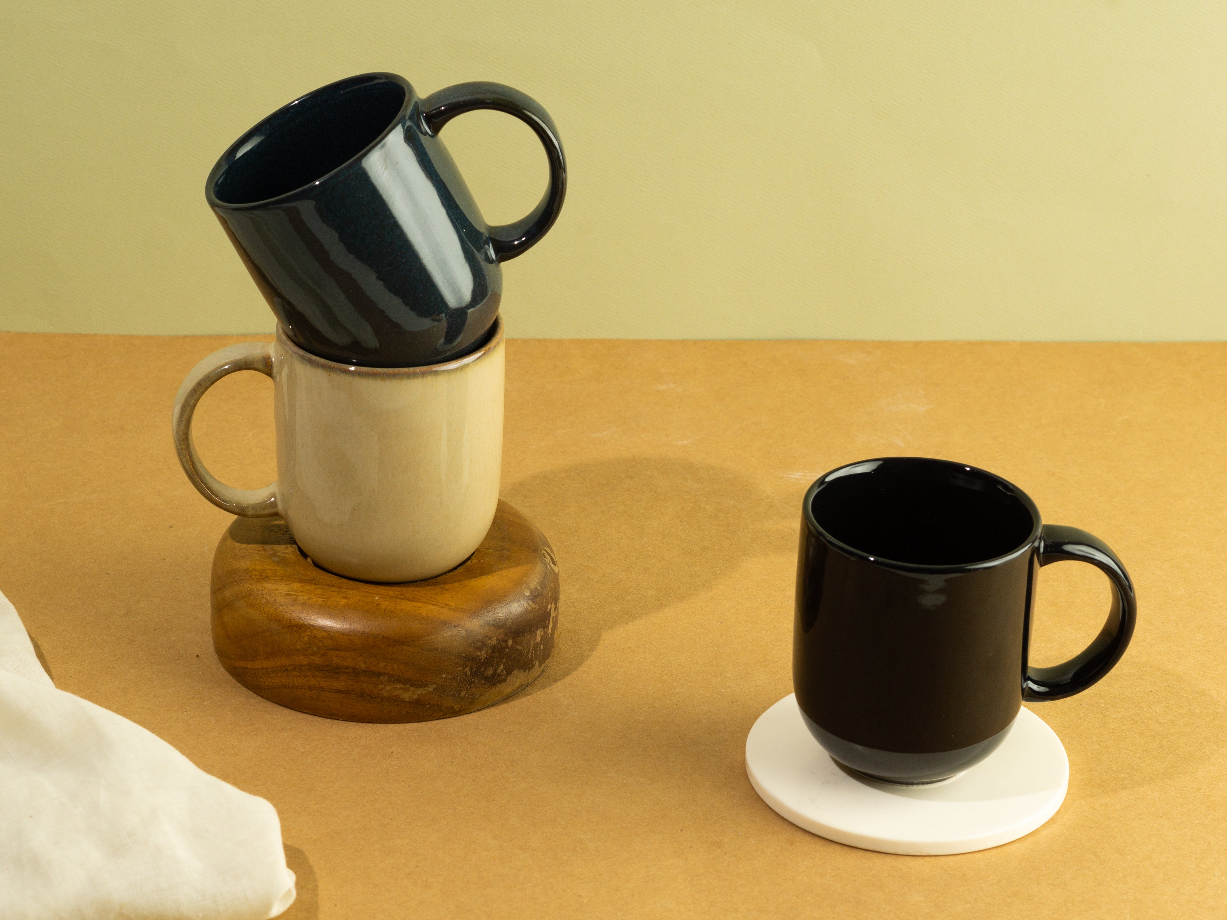 Coupe Glossy Porcelain Mugs(Set of 6)