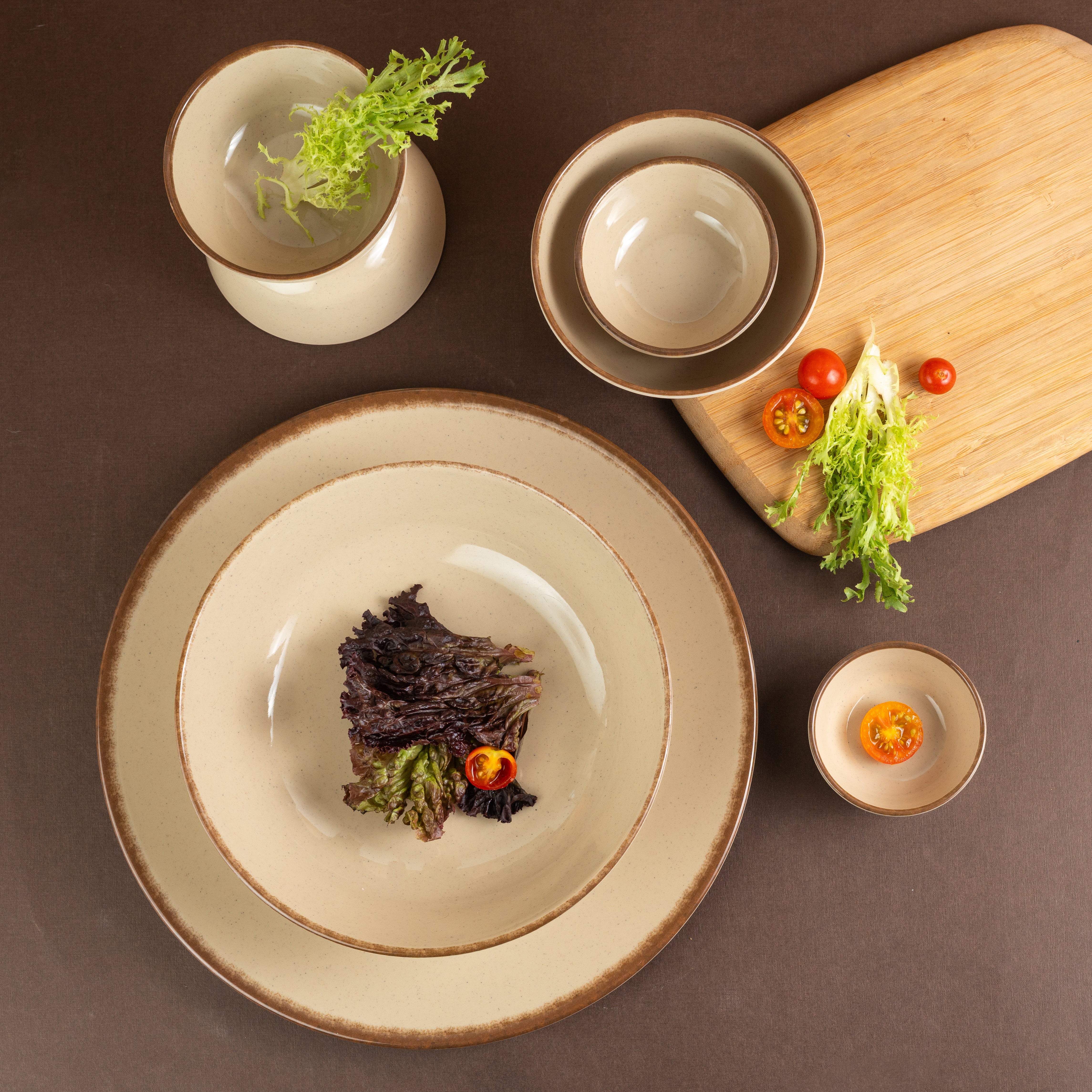 33 Piece Dazzle Dinner Set - Brown Dot
