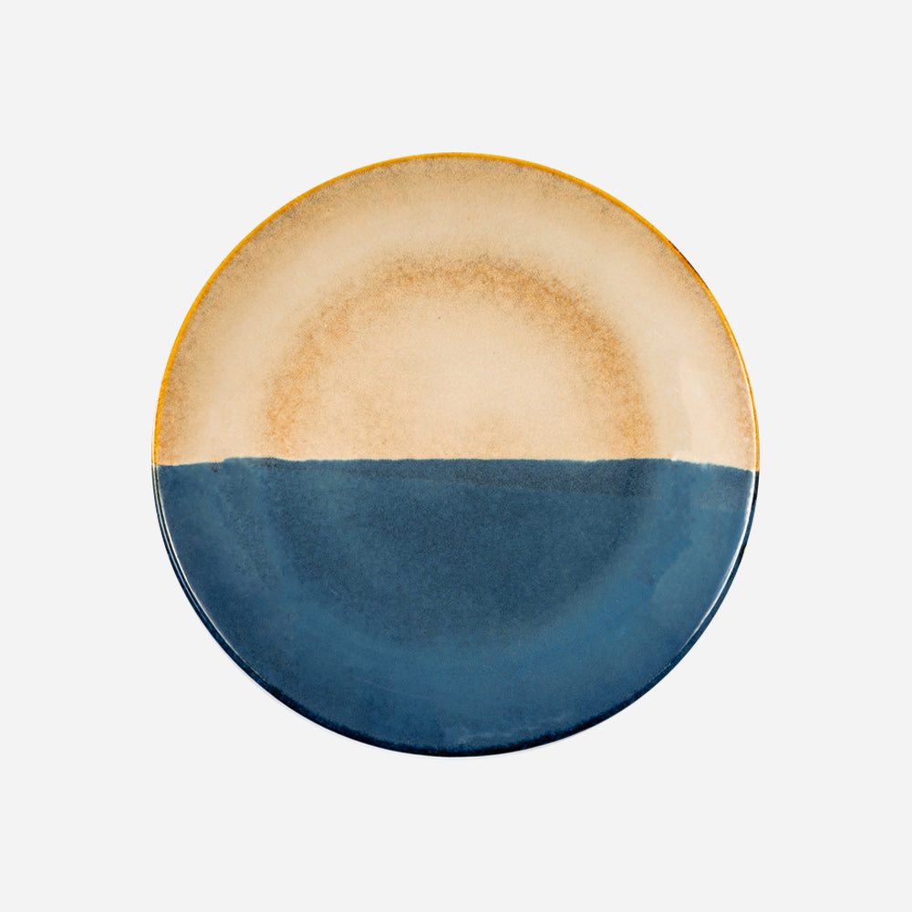 Azure Half And Half Ceramic Dinner Plates(Set Of 2)