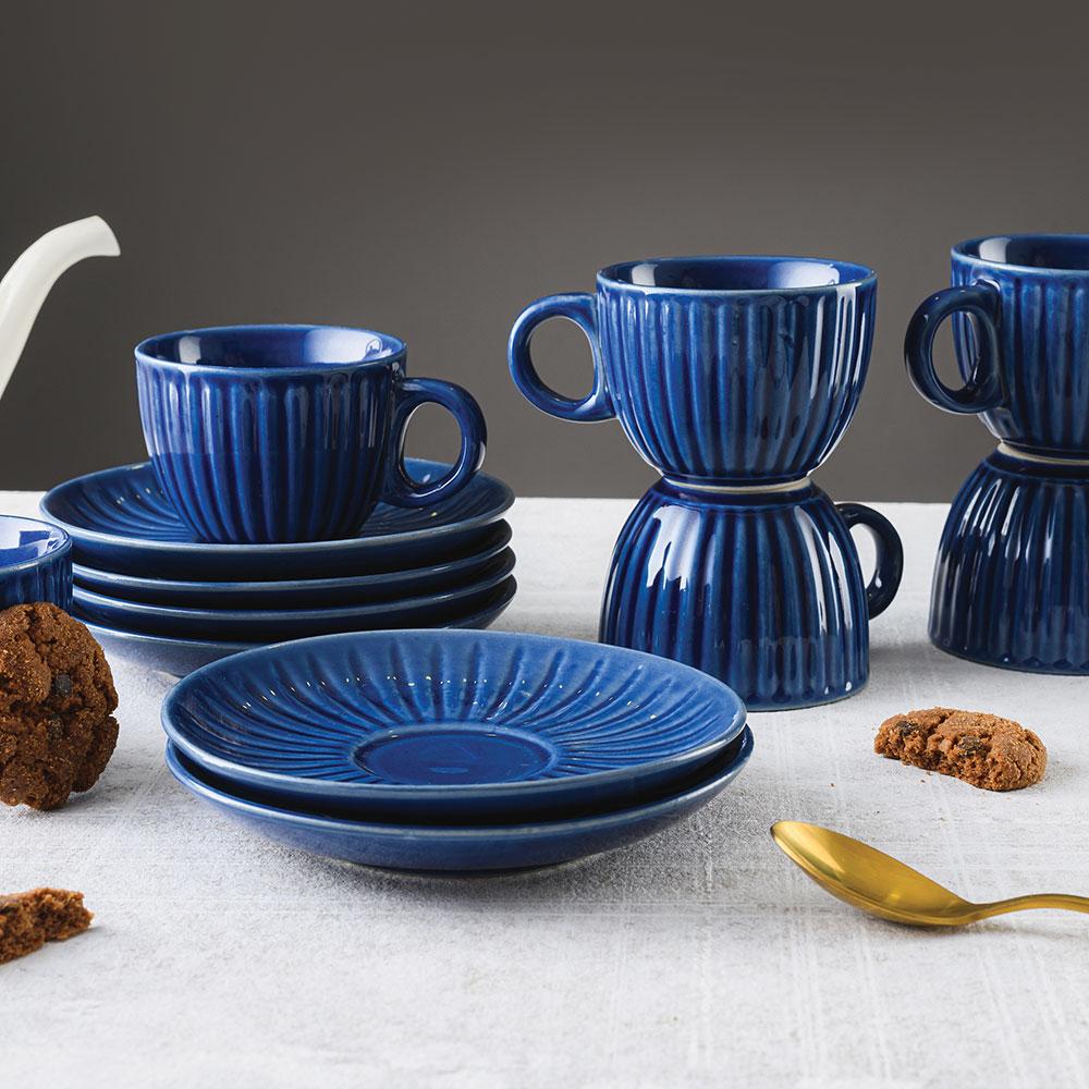 Royal Blue Artisan Cup and Saucer(Set of 6)