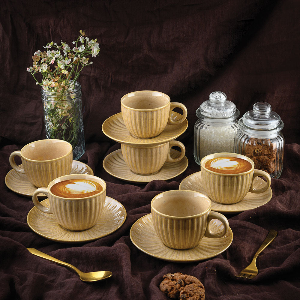 Earthy artisan Cup and Saucer(Set of 6)