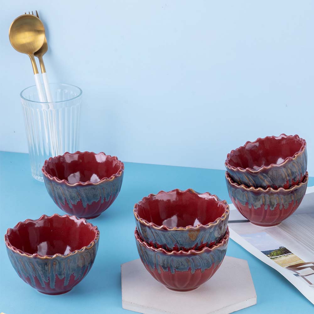 Crimson Artisan bowls (Set Of 6)
