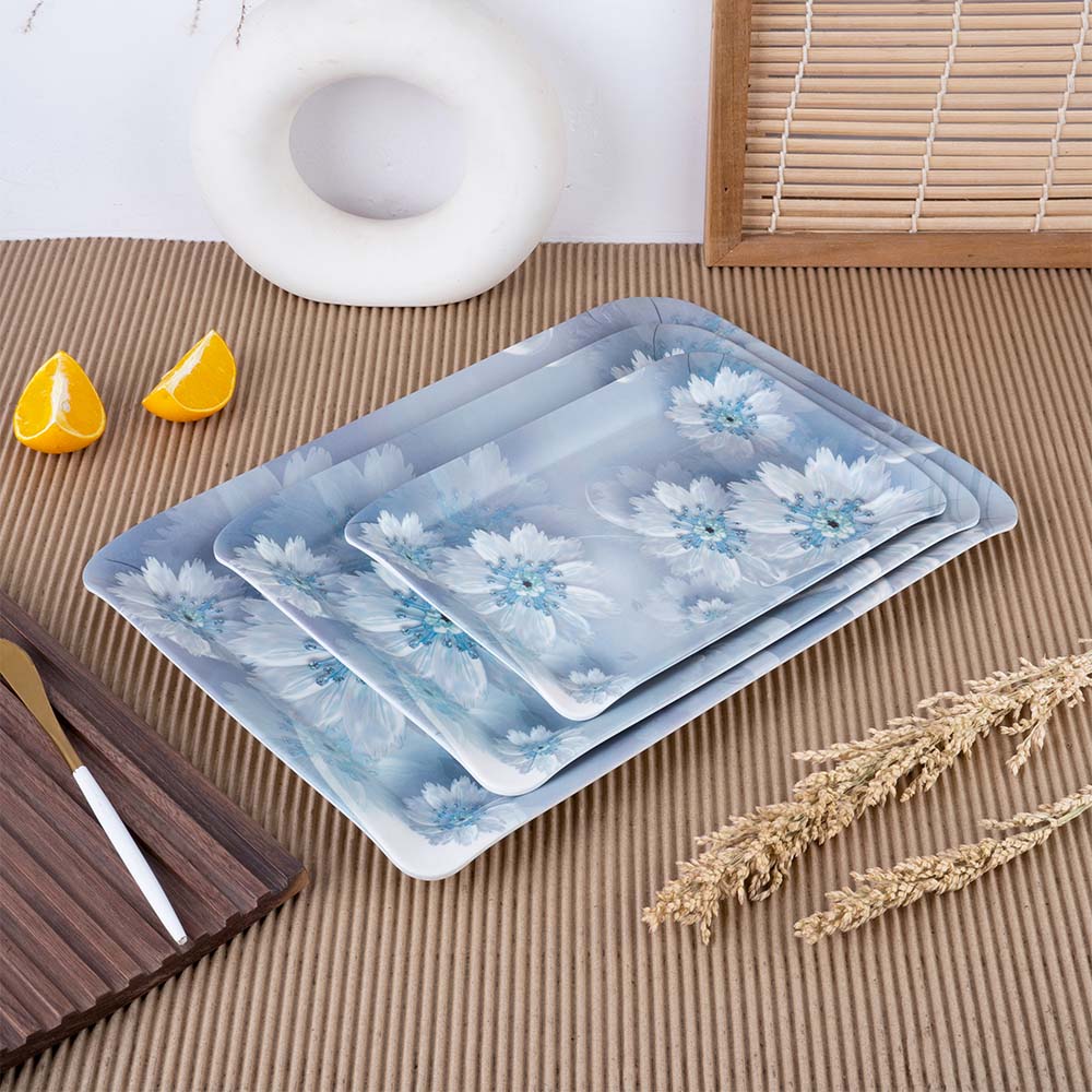 Winter Flower Melamine Matt Tray (Set of 3) - Main Image