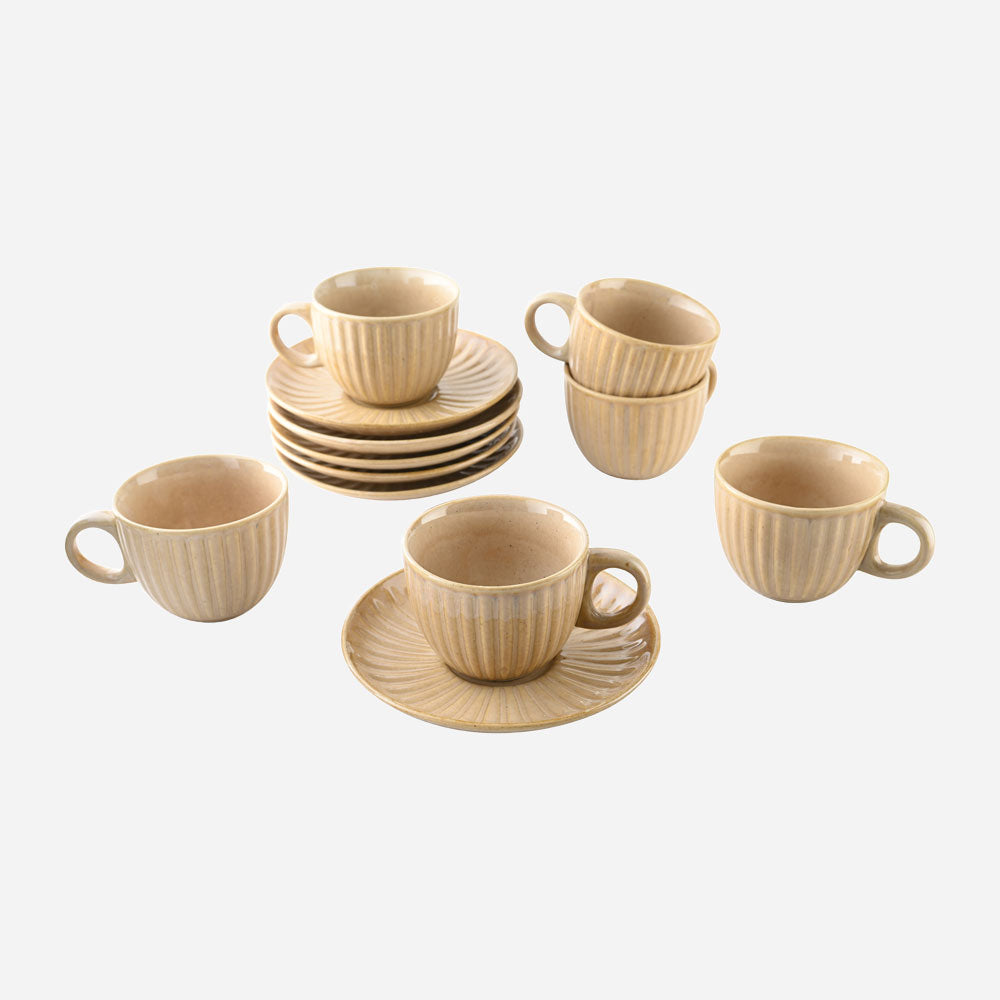 Earthy artisan Cup and Saucer(Set of 6)